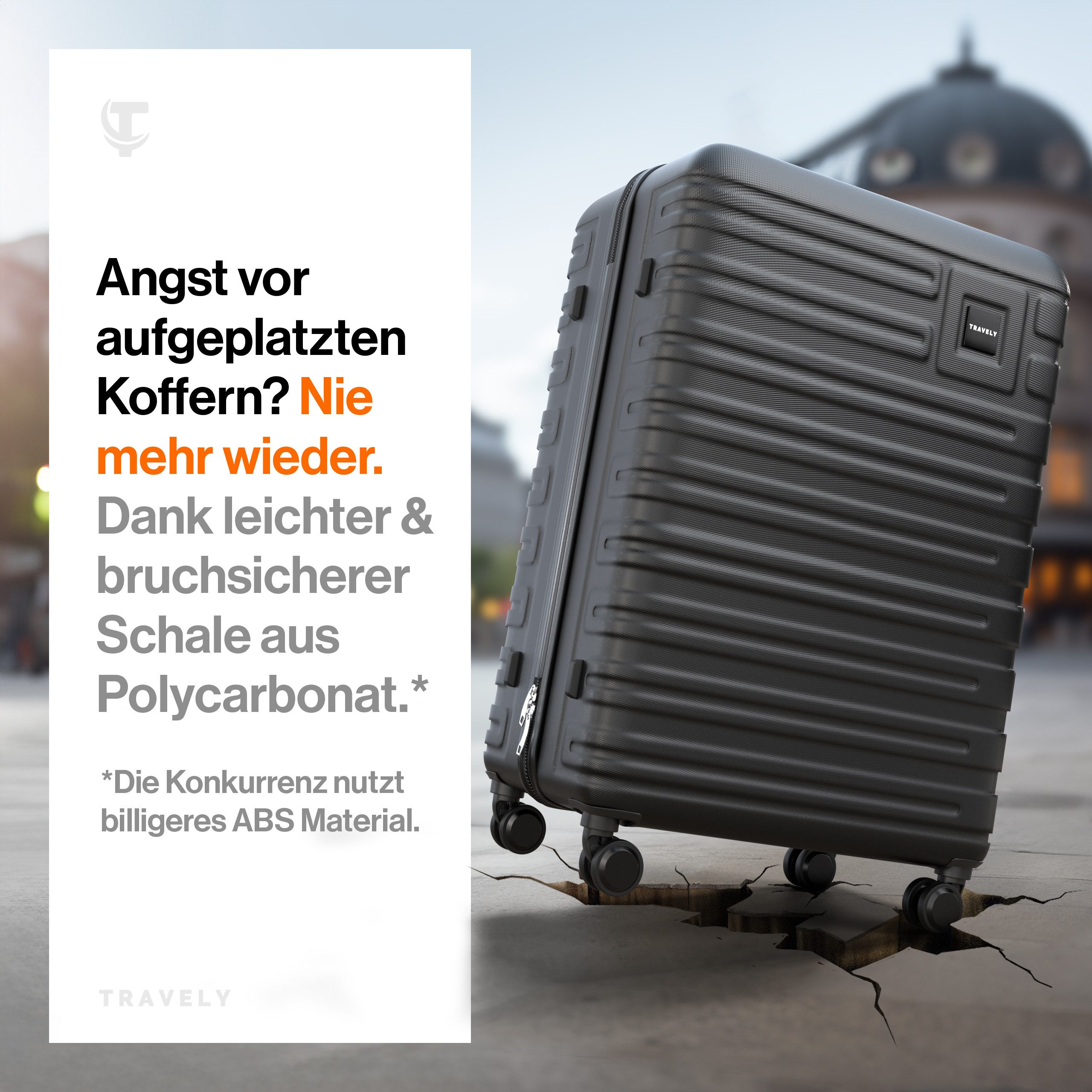 Travely Koffer Polycarbonat Koffer XL 77cm - Reisekoffer, Hartschalenkoffer, Trolley, 4 Rollen, Designed in Germany, austauschbare Griffe und Rollen