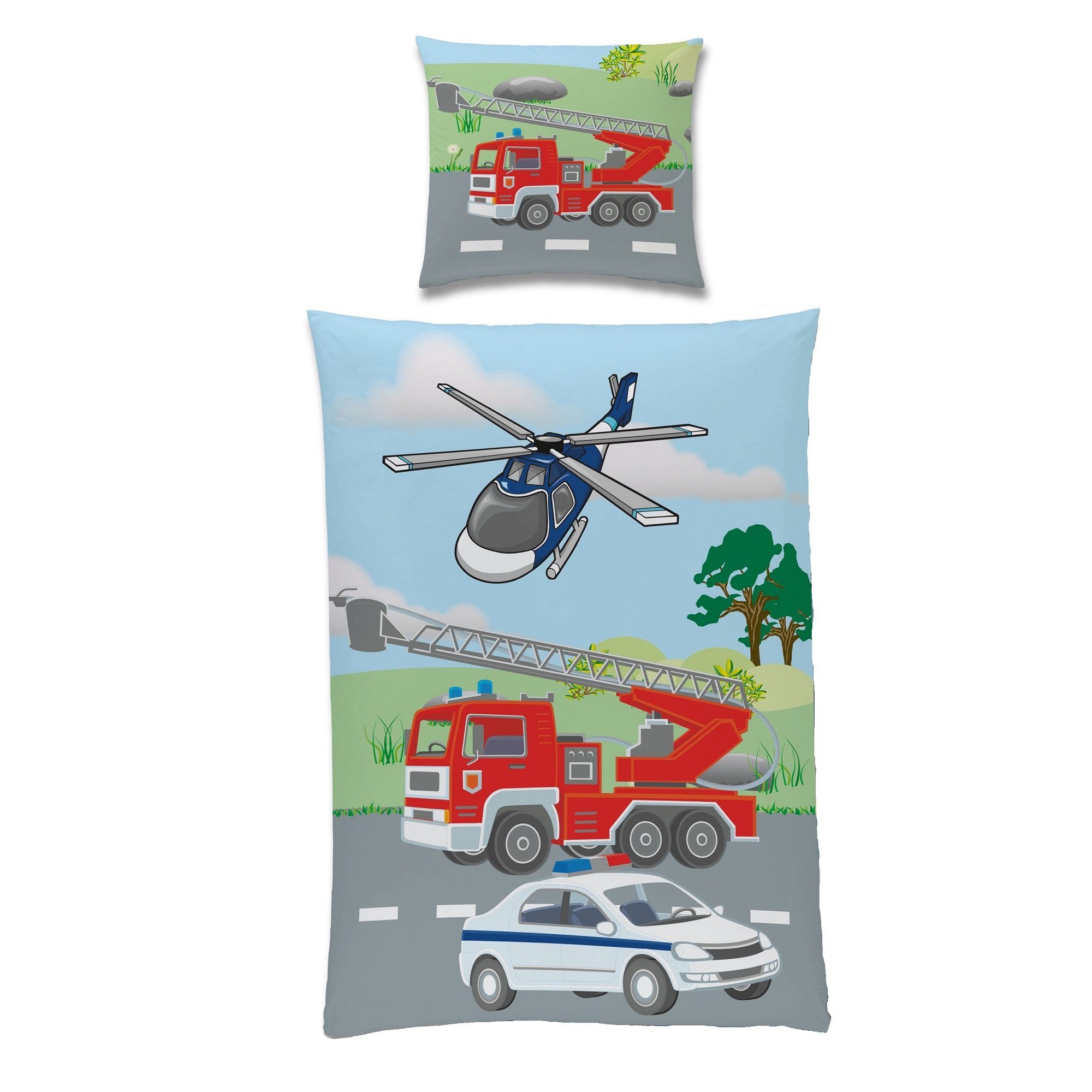 Familando Kinderbettwäsche mit Feuerwehr & Polizei günstig online kaufen