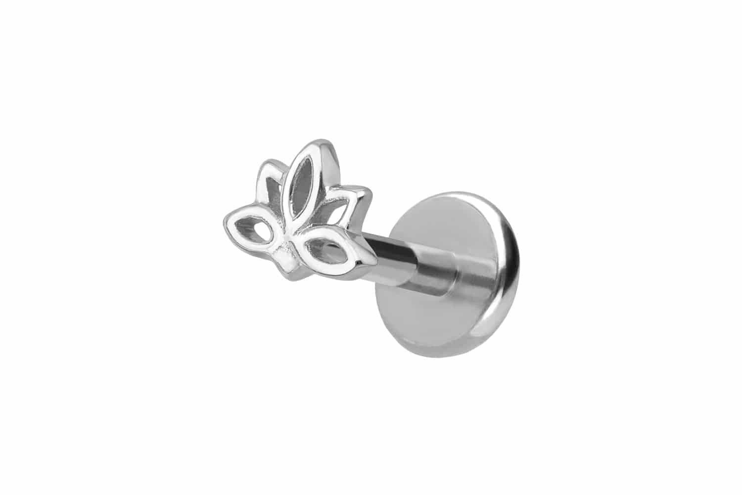 PIERCINGLINE Piercing-Set Titan Labret mit Innengewinde + 925er Silber Aufsatz LOTUSBLÜTE (Labrets, 1-tlg)