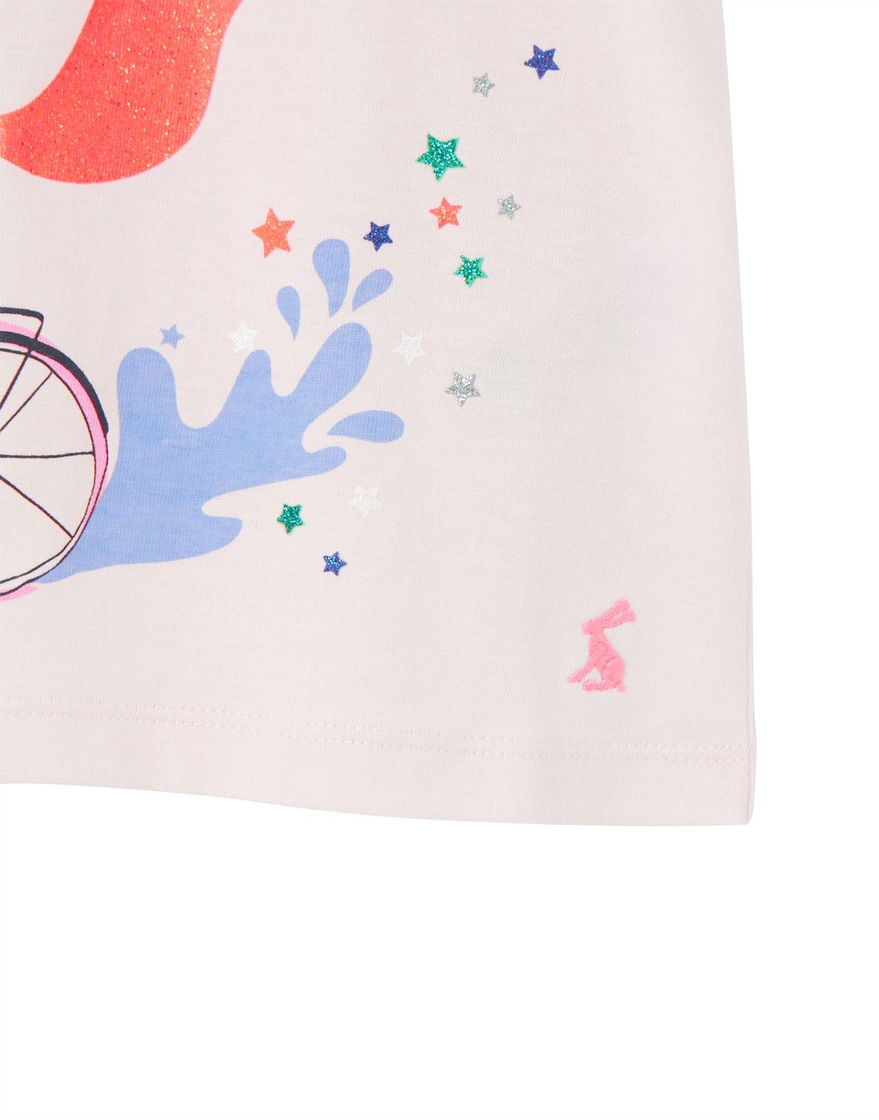 Tom Joule Print-Shirt Tom Joule T-Shirt Pixie Fuchs rosa neon glitzernd auf dem Fahrrad