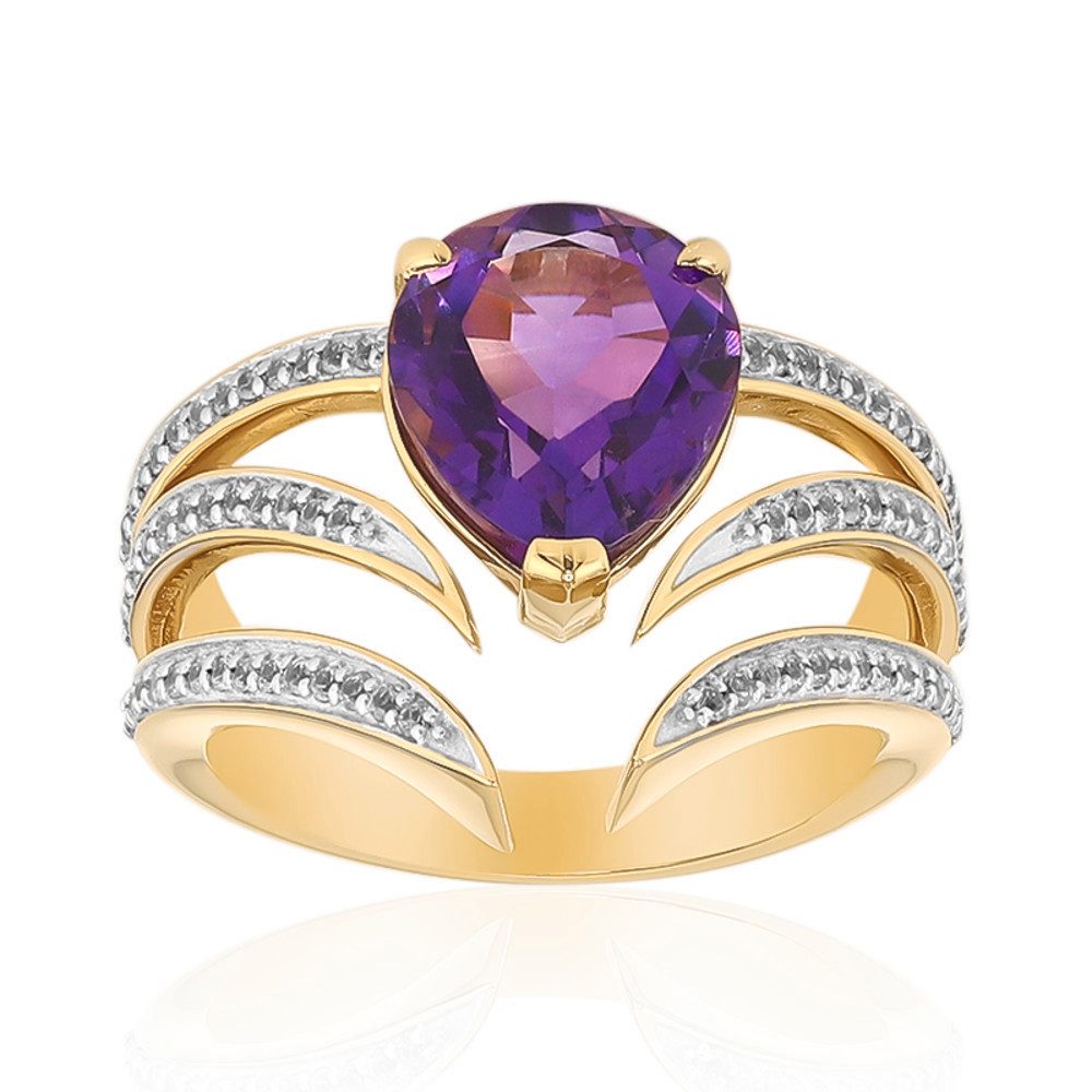 Cavill Goldring Cavill Amethystring 2,9 ct mit weißen Saphiren 9 kt Gelbgold (1-tlg)