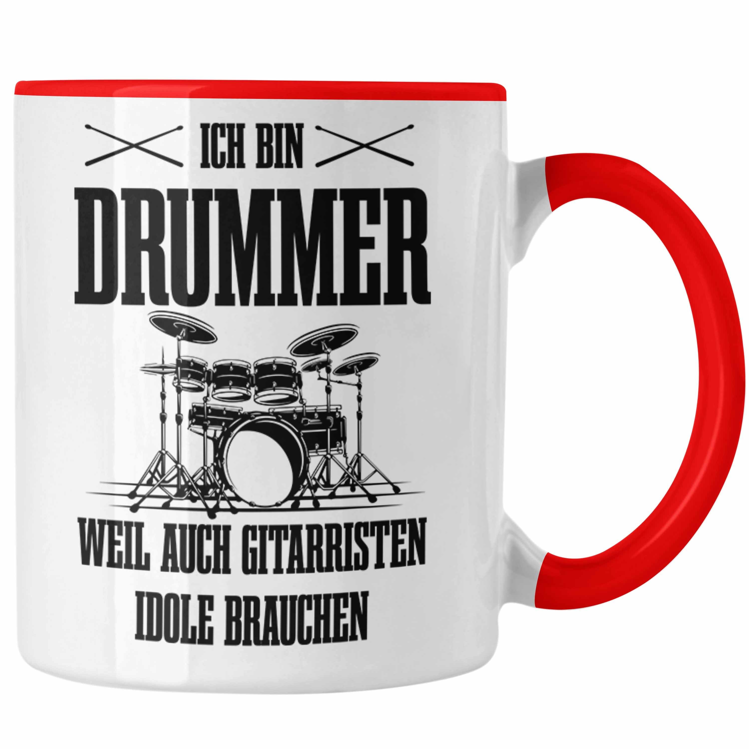 Tasse Rot Auc Trendation Schlagzeugspieler Tasse Drummer Spruch Geschenk Geschenkidee Weil