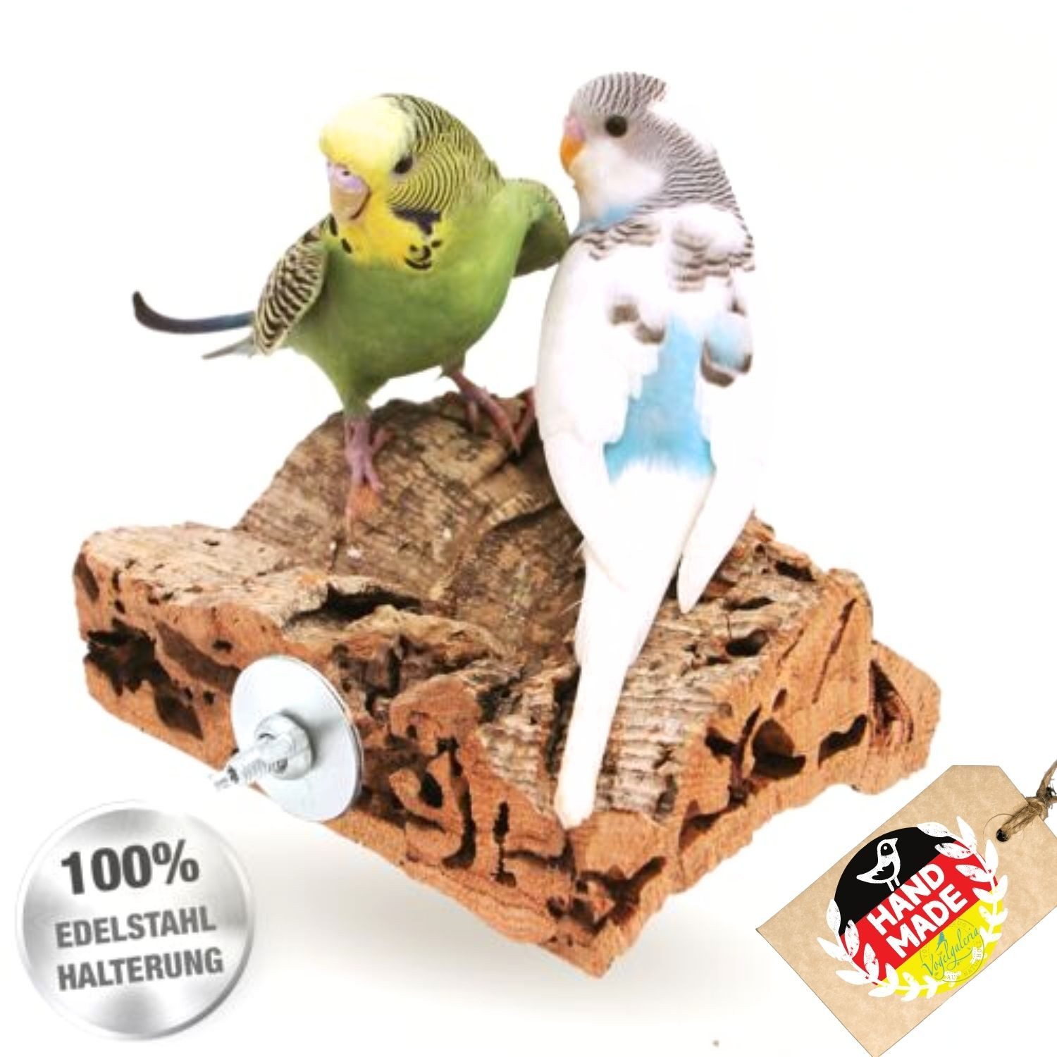 halmland Vogelspielplatz Korksitzbrett 10x10cm mit Edelstahl
