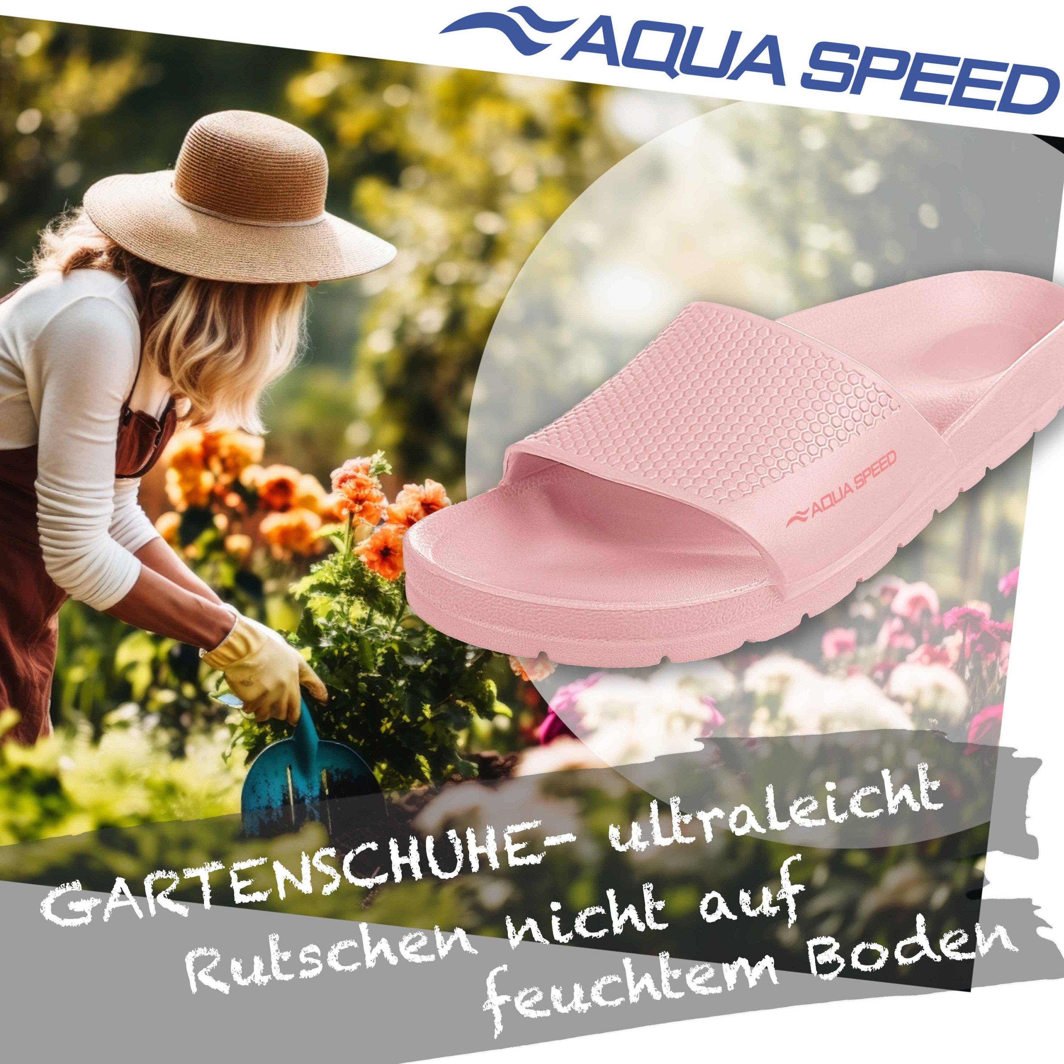 Aqua Speed Badelatschen OSLO + kl. Fasertuch Damen und Herren Duschsandalen Badepantolette