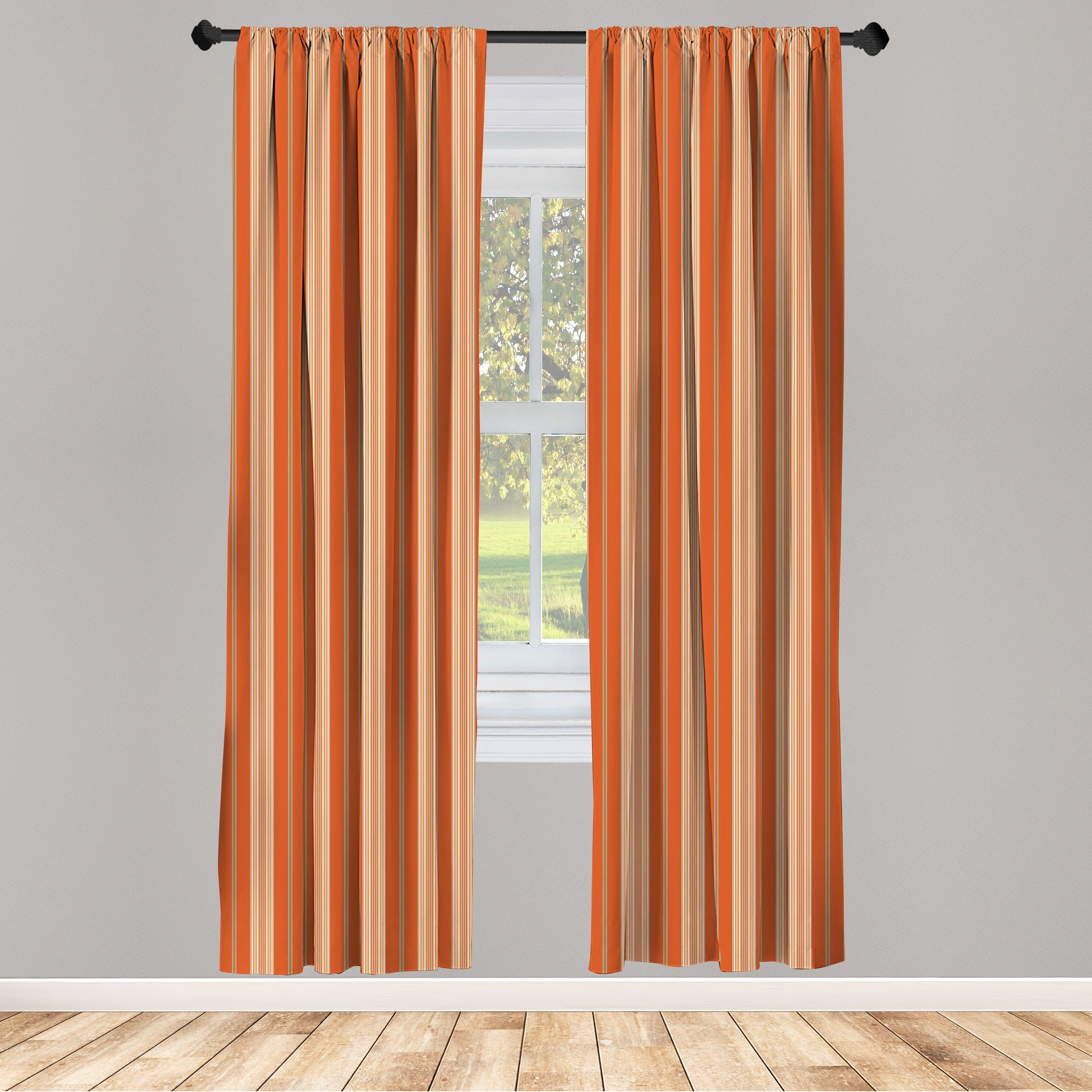 Gardine Vorhang für Wohnzimmer Schlafzimmer Dekor, Abakuhaus, Microfaser, Burnt orange Retro Themed Stripes