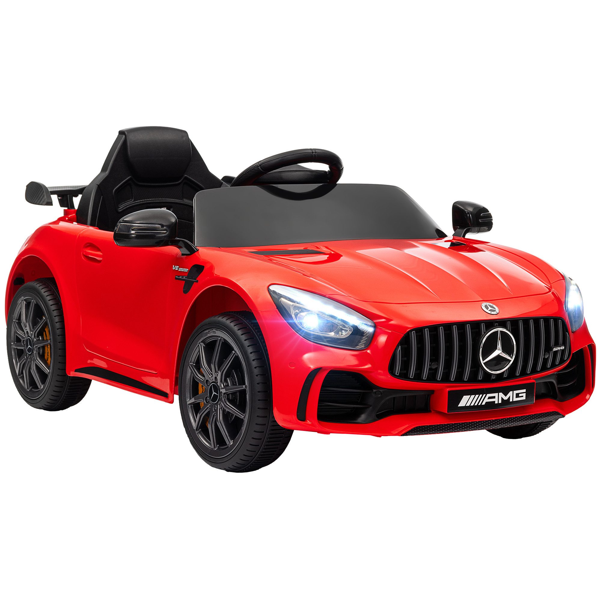 AIYAPLAY Elektro-Kinderauto 12 V Kinderauto mit 2,4G Fernbedienung, USB, MP3, Musik, Belastbarkeit 25 kg, (1-tlg), 3-5 km,h, für Kinder 3-6 Jahre, Rot