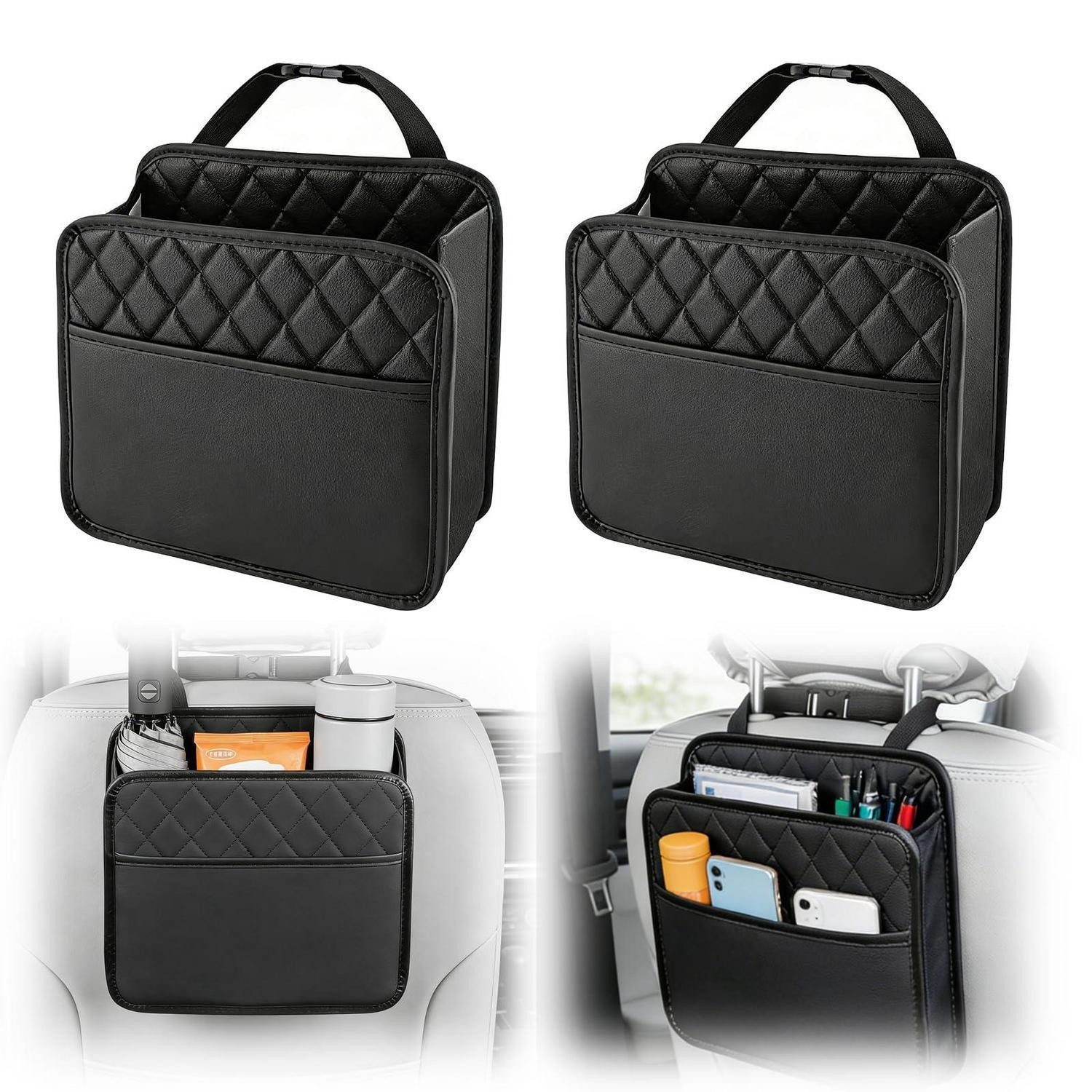 LuxusKollektion Rücksitzorganizer Autositz Organizer Mülleimer Leder 2 Stk.