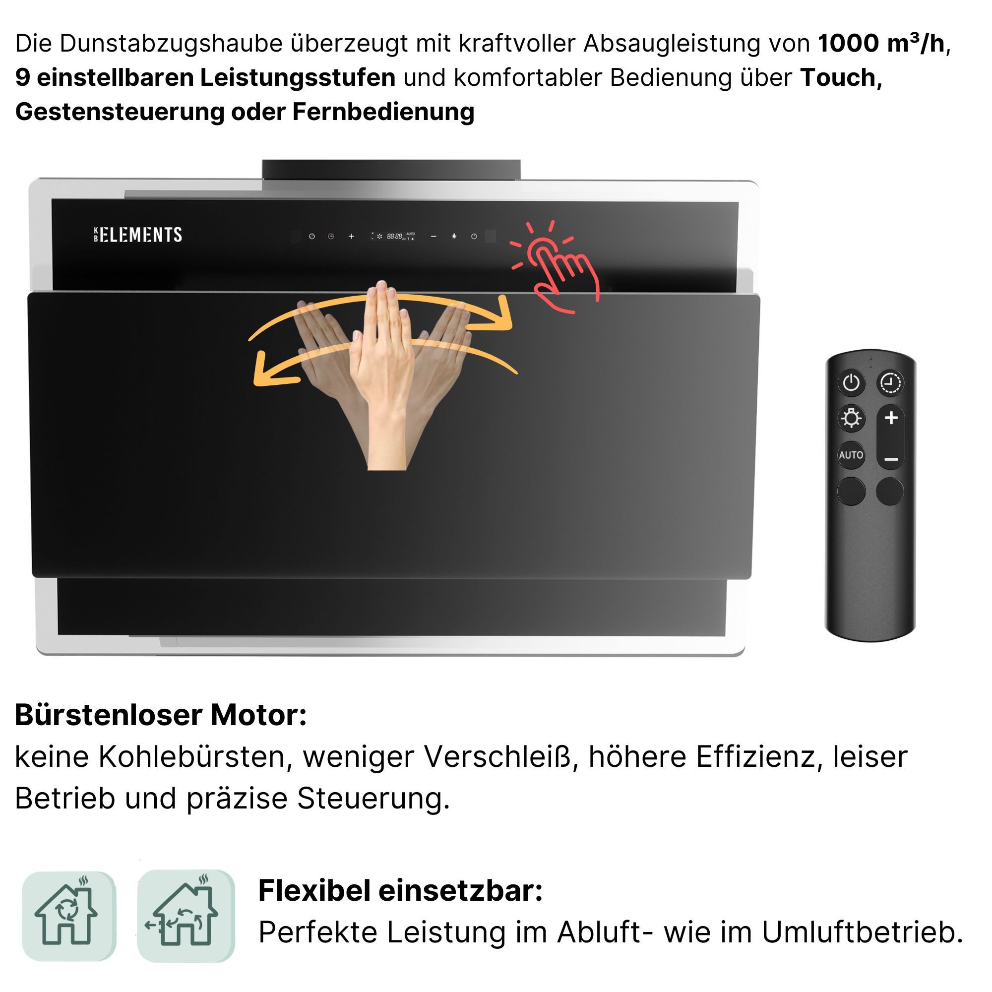 KB Elements Backofen-Set Einbaubackofen 60 cm mit 4-Zonen Glaskeramik Kochfeld 60 cm, AQUA CLEAN, Aqua Clean, Circle Fan Heater, Flexzone