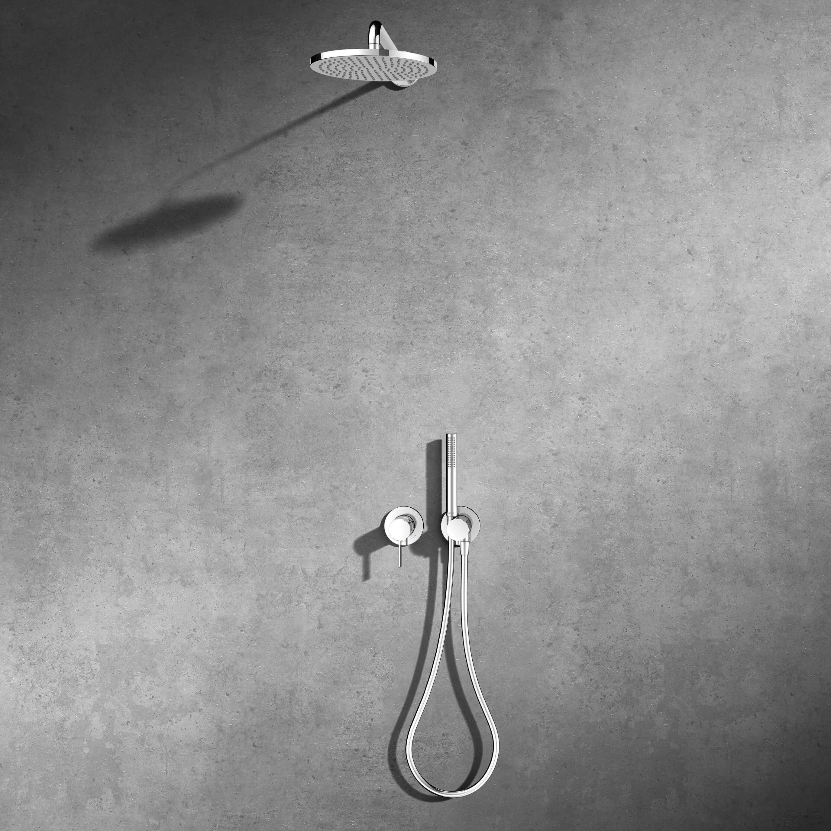 Keuco Duschsystem IXMO, Höhe 100.00 cm, Set, 1 tlg., Einhebelmischer, Hand- & Kopfbrause, verchromt, runde Rosetten