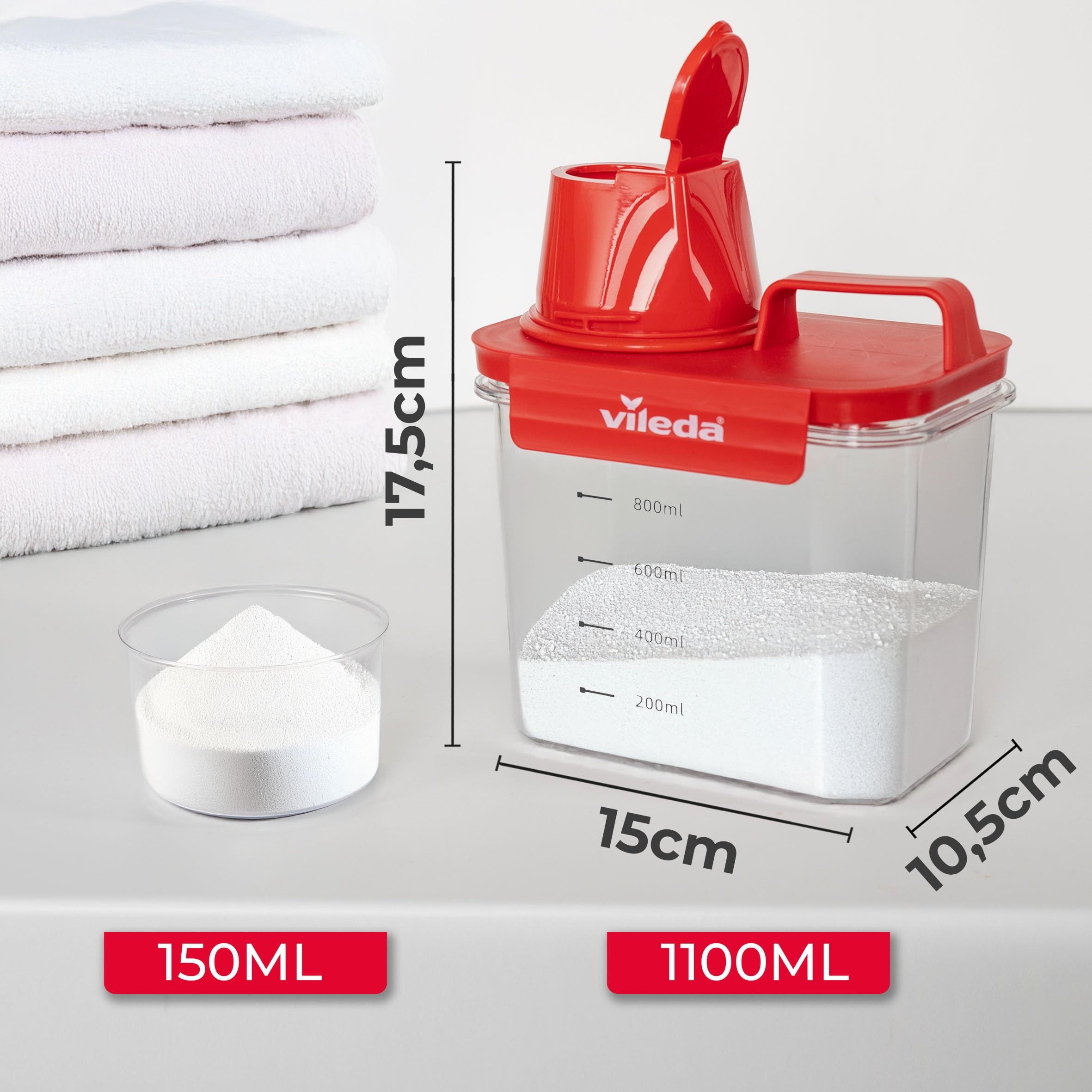 Vileda Aufbewahrungsbox Waschmittelbox 1100ml rot (Set), günstig online kaufen