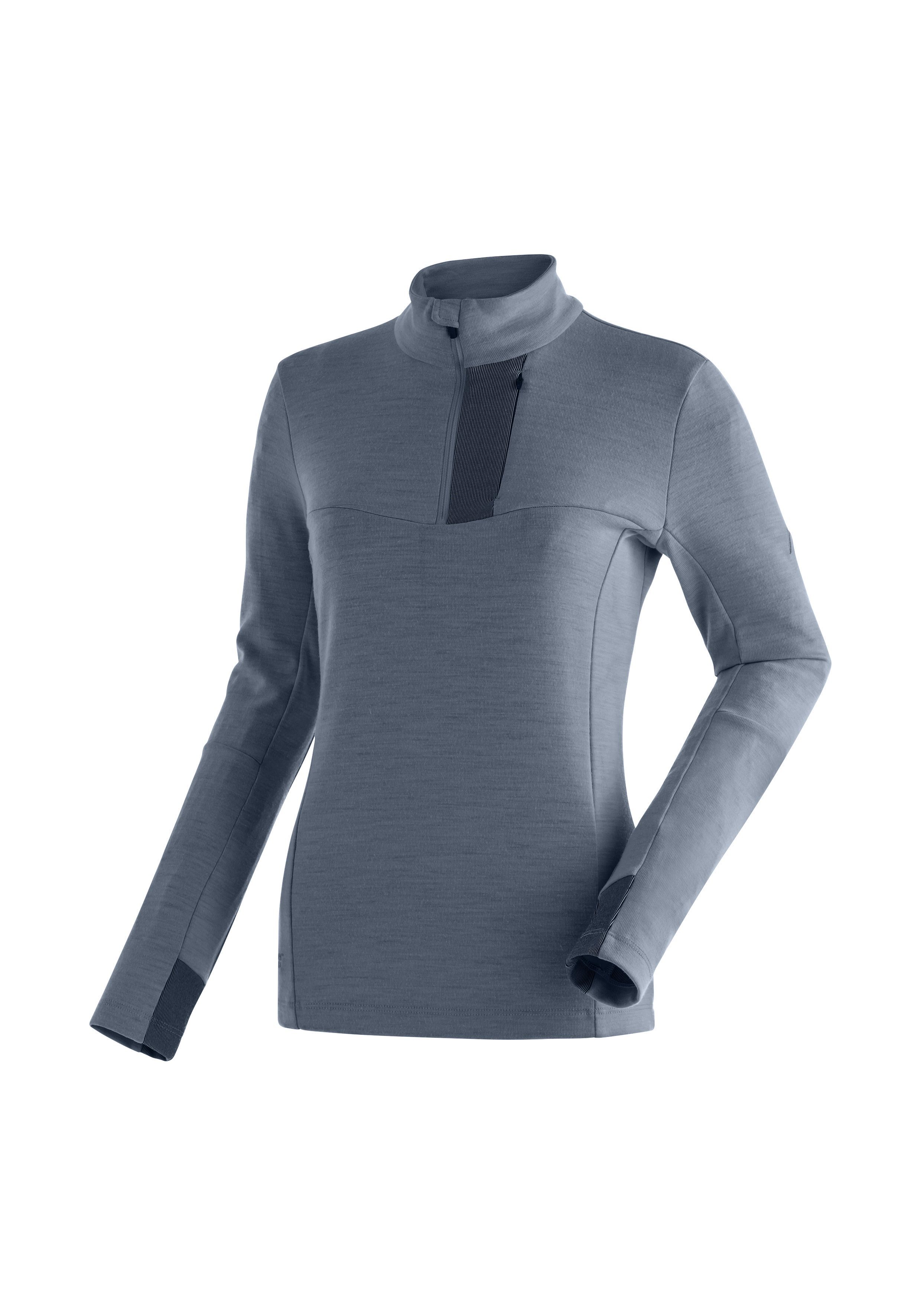 Maier Sports hohe HZ Funktionsshirt Atmungsaktivität für Damen, funktionaler Skutvik graublau Midlayer W