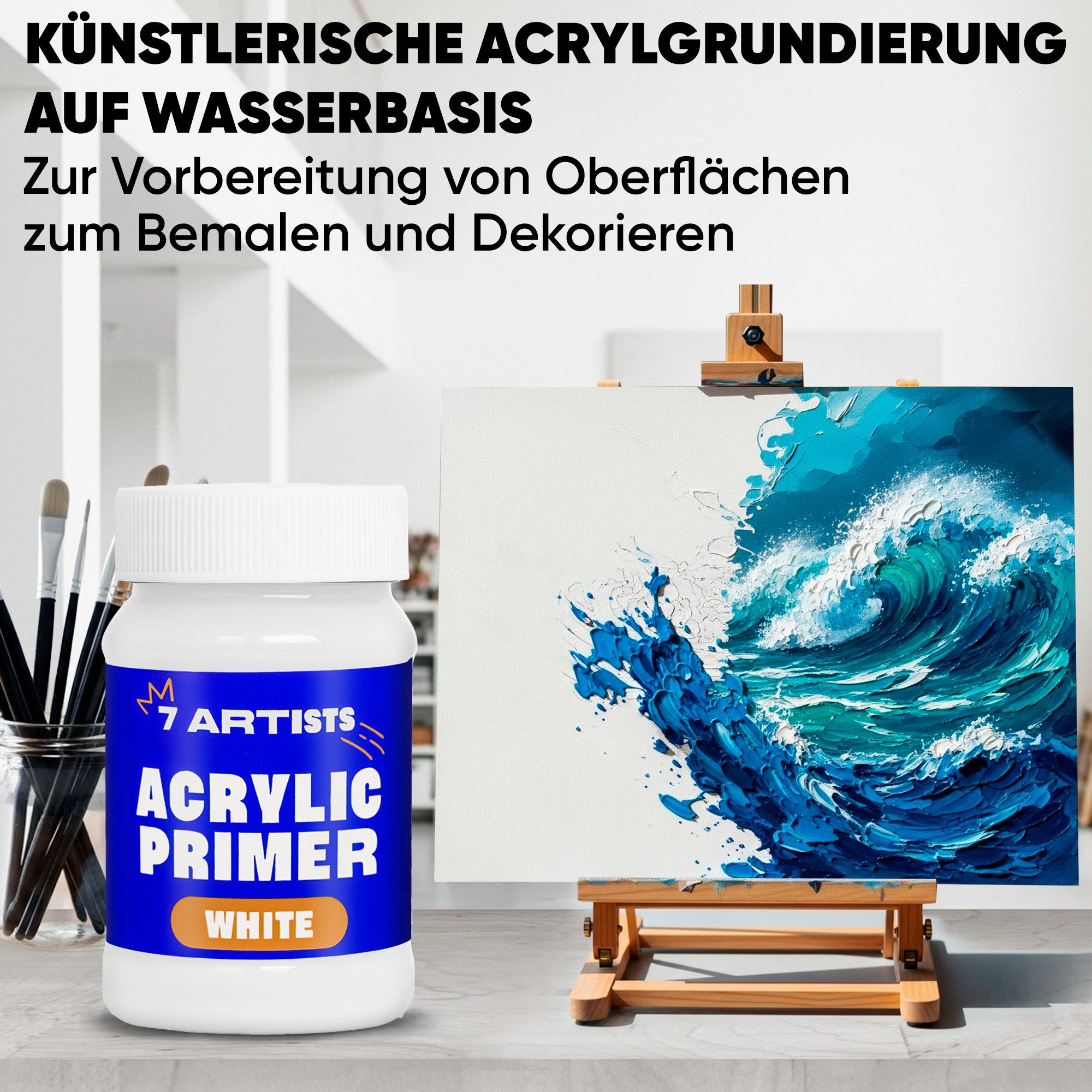 7 Artists Acrylfarbe 7 Artists Acryl Primer Grundierung für Leinwand, Holz, Papier