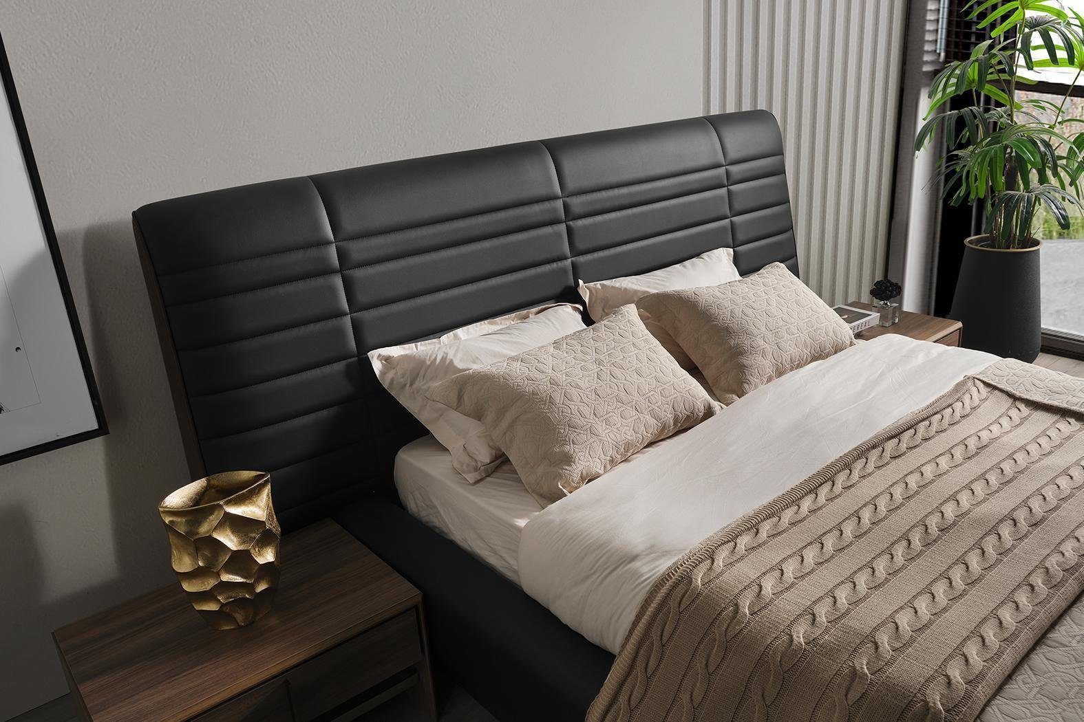 Set Nachttische JVmoebel Luxus neu Schlafzimmer 2x Design, In 3tlg Made Europe Bett schwarz Schlafzimmer-Set
