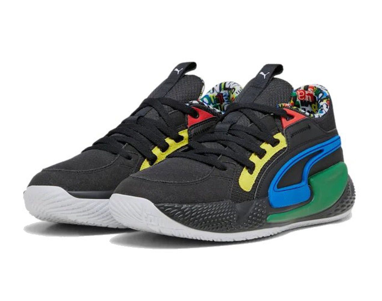 PUMA Hallen-Indoorschuhe Court Rider Chaos schwarz/bunt Herren Badmintonschuh