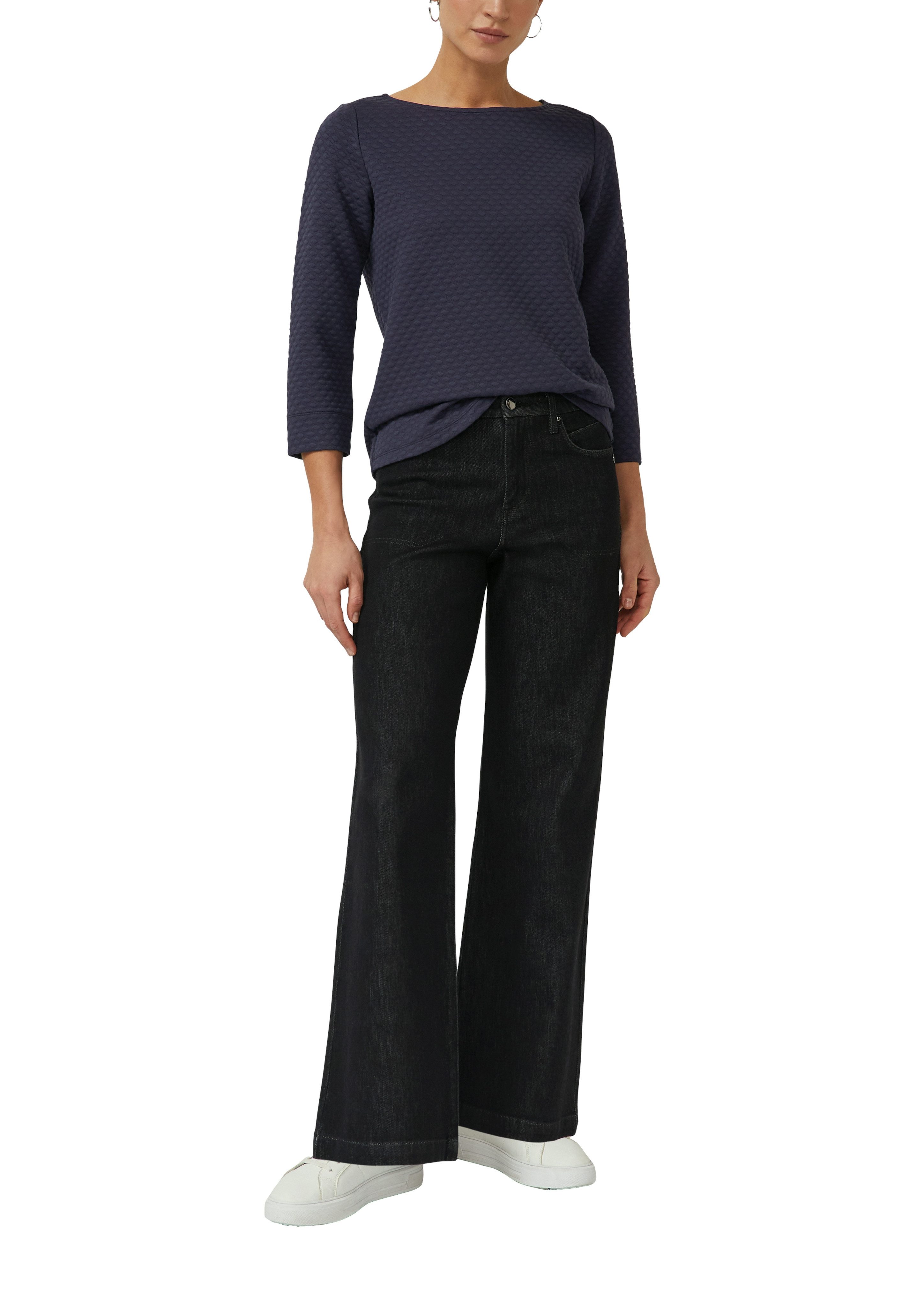 s.Oliver BLACK LABEL Sweatshirt im Relaxed Fit mit U-Boot-Ausschnitt günstig online kaufen