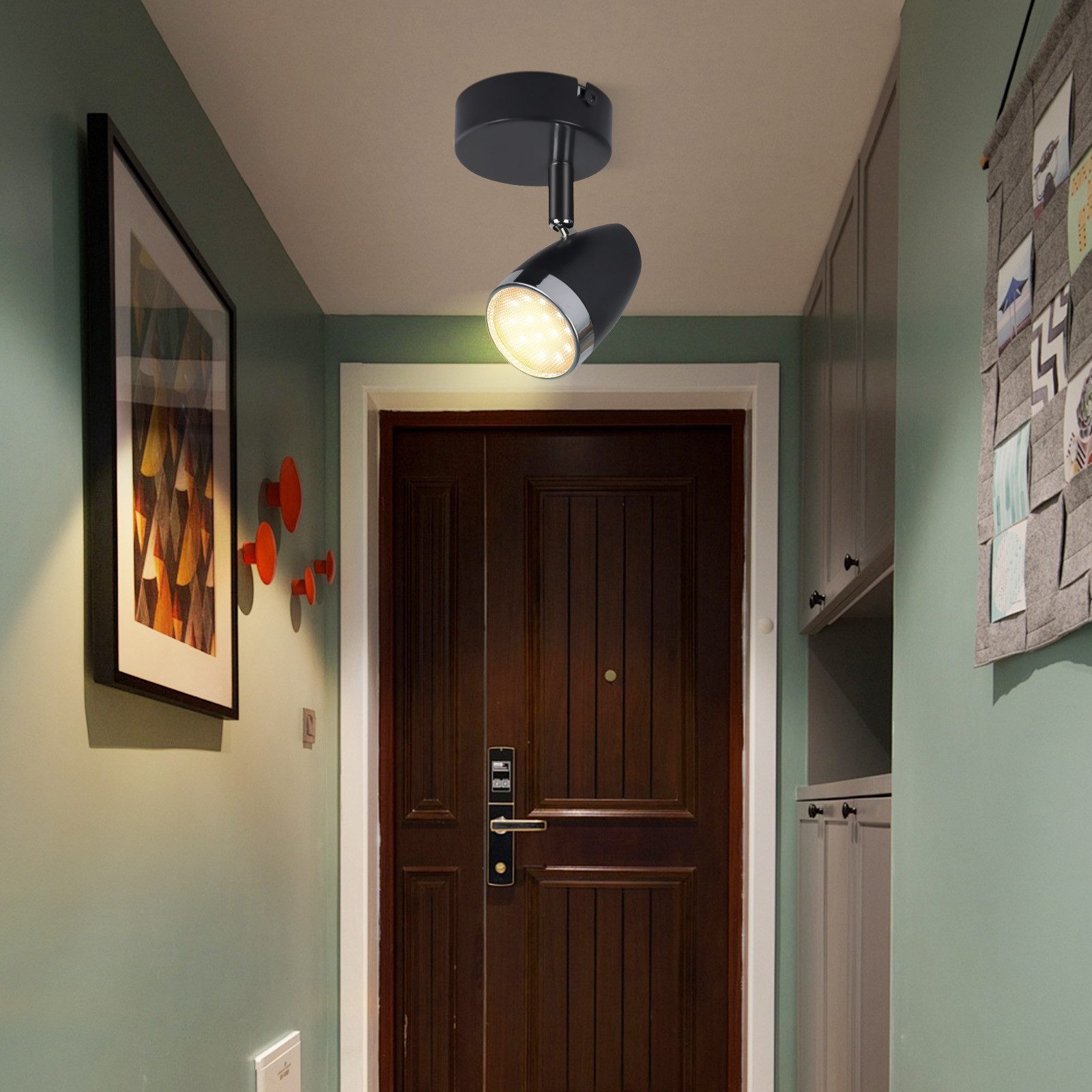 ZMH Deckenstrahler 1/2/3/4 Flammig 4/6/12/16W Deckenlampe schwenkbar 350° Wohnzimmer, Augenschutz, Einfache Installtion, LED fest integriert, Warmweiß, Schwarz 3000K schwenkbar 350° Deckenspot Flur Schlafzimmer