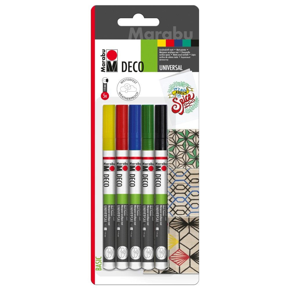 Marabu Aquarellstifte Marabu Deco Painter Basic 1-2mm 5 Stück sortiert