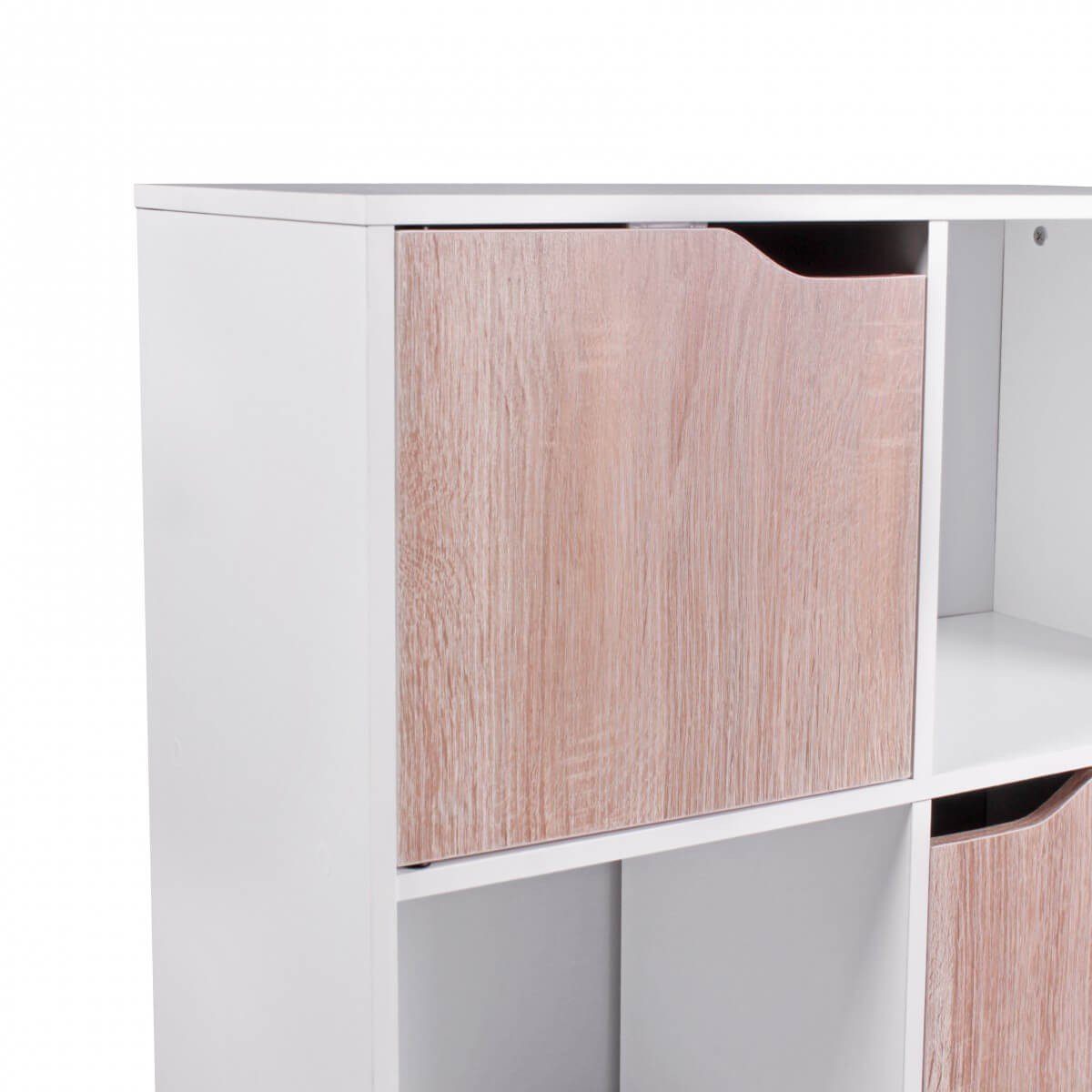 furnicato Bücherregal Design SAMO Modern Weiß Türen Eiche mit Holz freistehend Sonoma