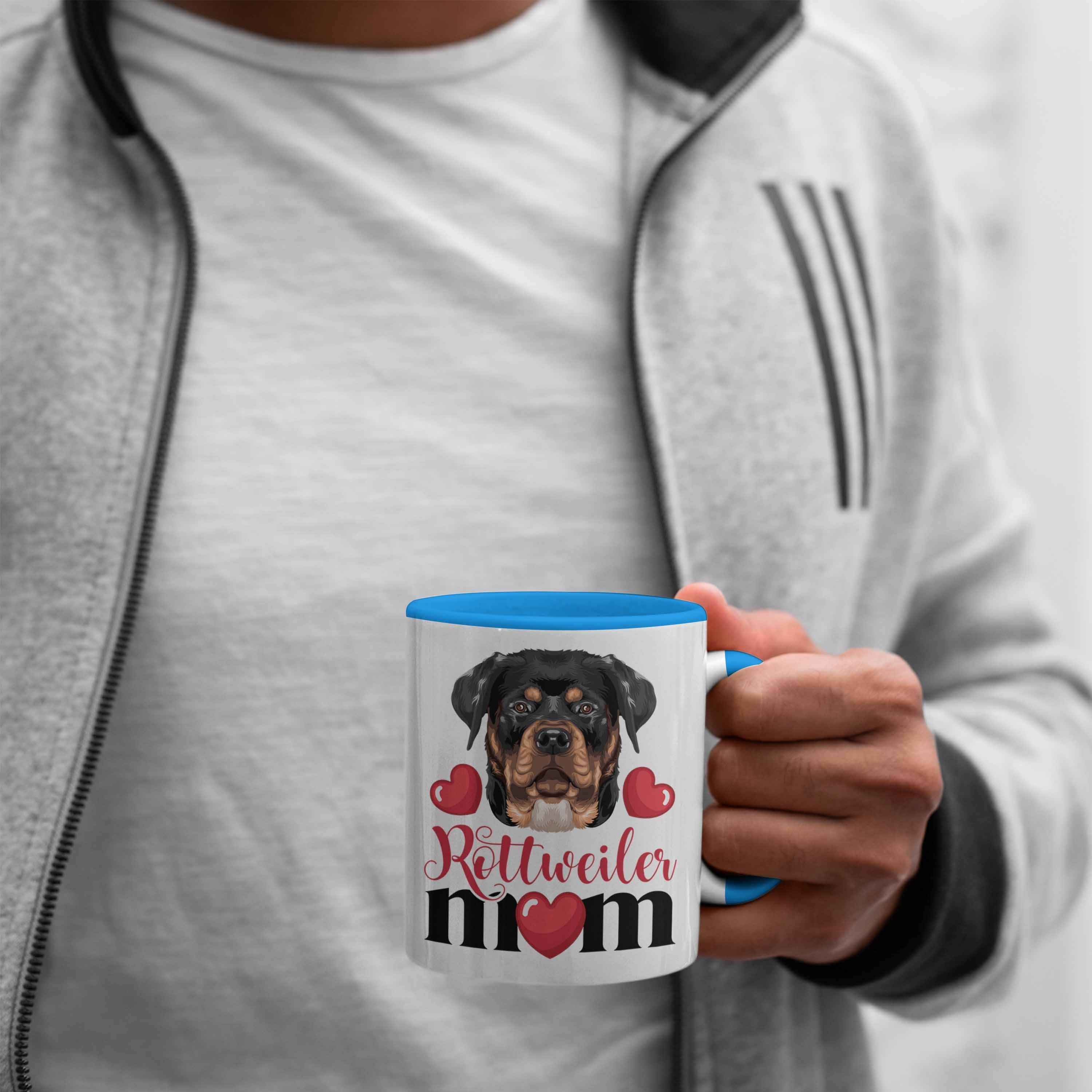 Trendation Geschenk Besitzer Tasse Blau Mom Geschenkid Tasse Spruch Mama Rottweiler Lustiger