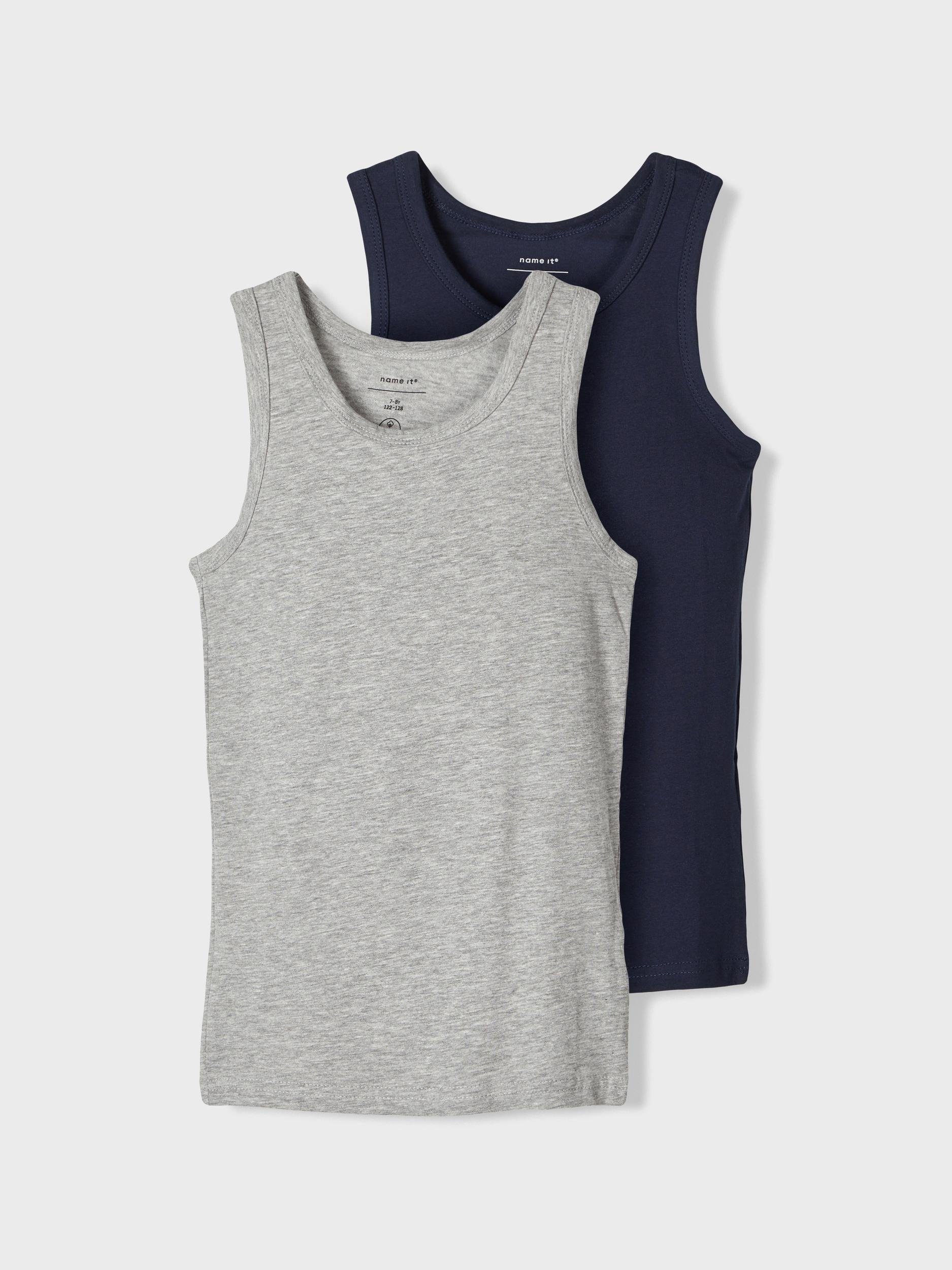 Name It Unterhemd Name It Jungen Tank-Top im 2er-Pack Bio-Baumwolle Grey Melange-86