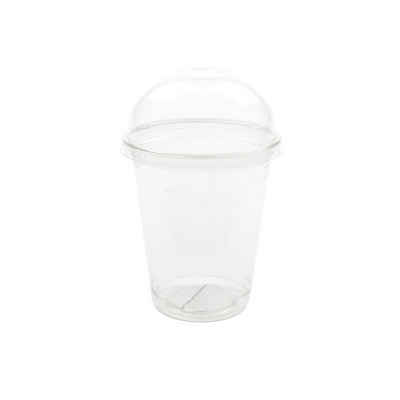 Einwegbecher 150 Stück Smoothie Becher (95 mm), 300 ml Domdeckel mit Rundloch, transparent Trinkbecher Dessert Milchshake Shakebecher Softeisbecher