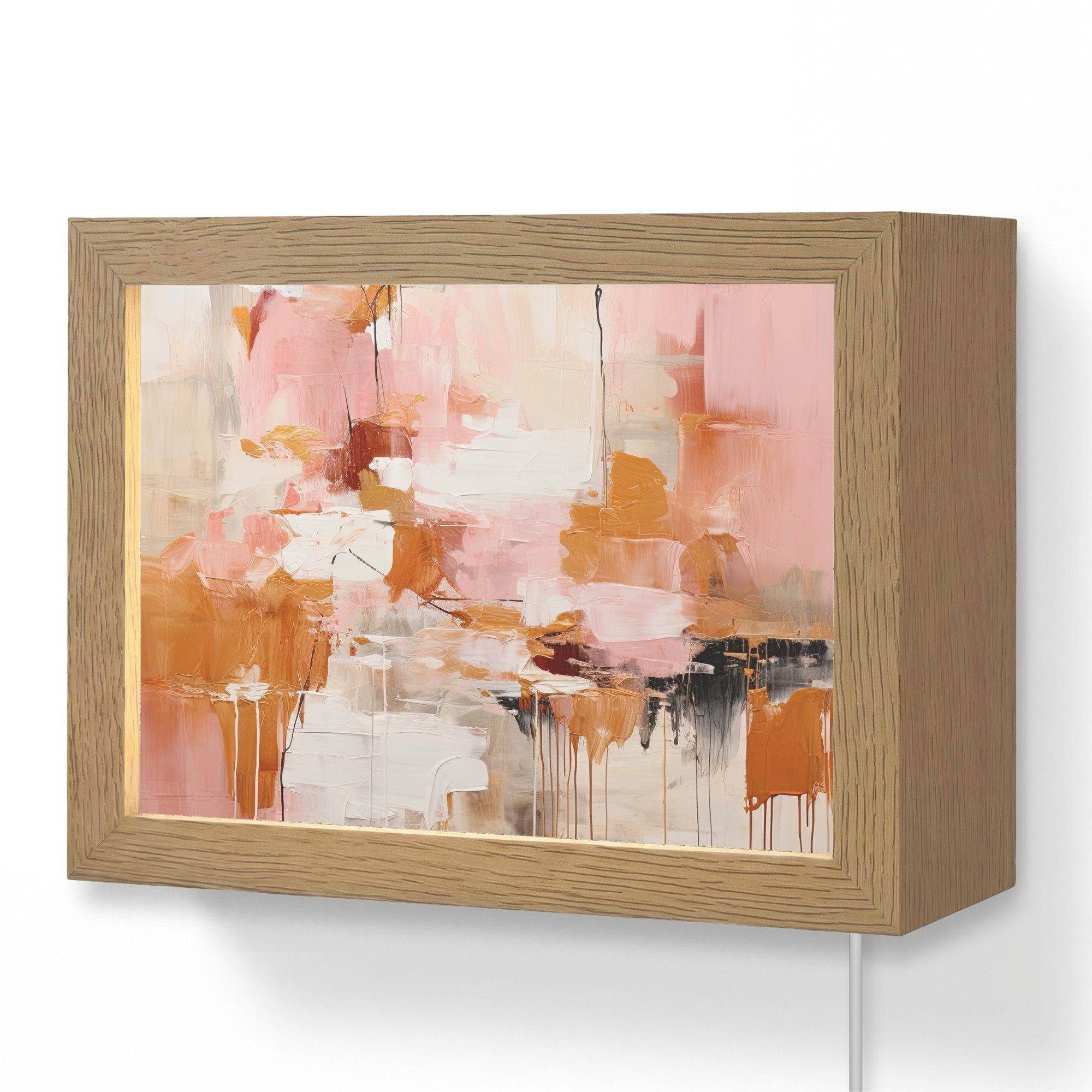 OnlyWow Wandleuchte Lightbox Farbe - Rosa - Orange - Abstrakt - Kunst, Dimmbar, Farbwechsel, LED, Warmweiß, Kaltweiß, Neutralweiß Einstellbar, Wandlampe Innen, Dimmbar, mit Kabel, LED, Modern, Flur