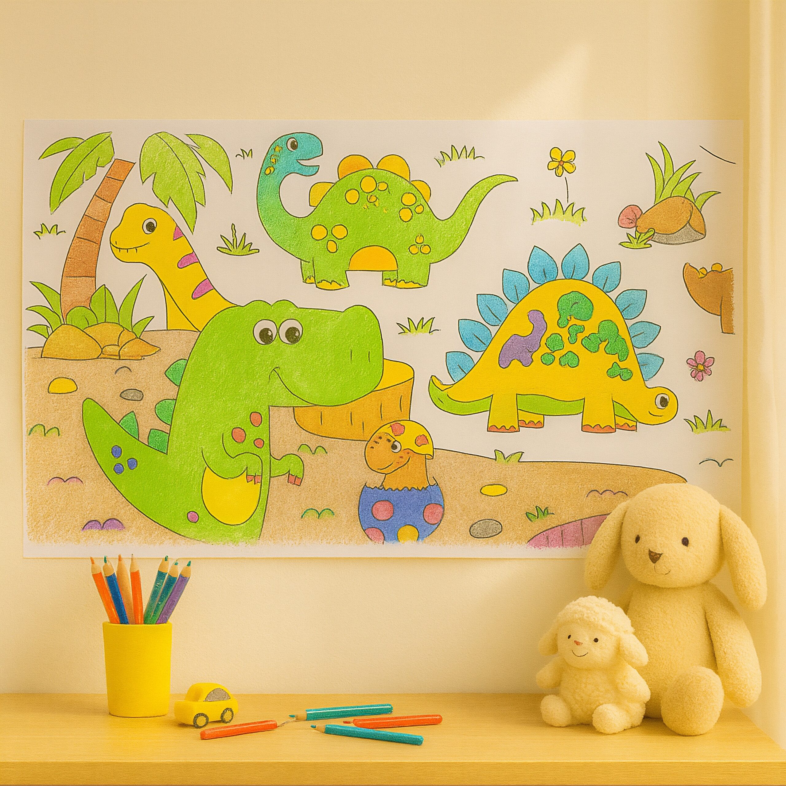 relaxdays Malvorlage Ausmaltischdecken für Kinder 2er Set 3 m (2er Set), Dino