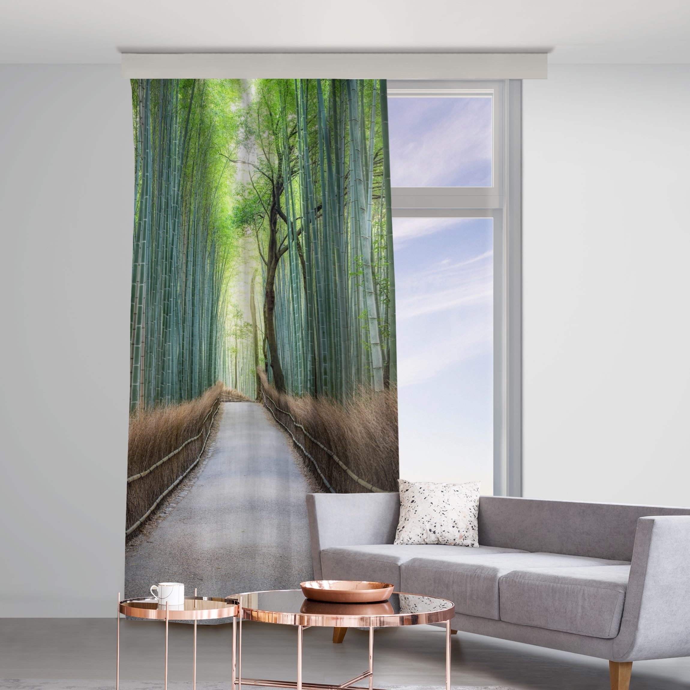 Bilderdepot24 Vorhang Gardine Wald Tropisch Bambus Türvorhang Raumteiler (1 St), Multifunktionsband, blickdicht, Samt, Schiebegardinen Küche Schlafzimmer Wohnzimmer Schiebevorhang