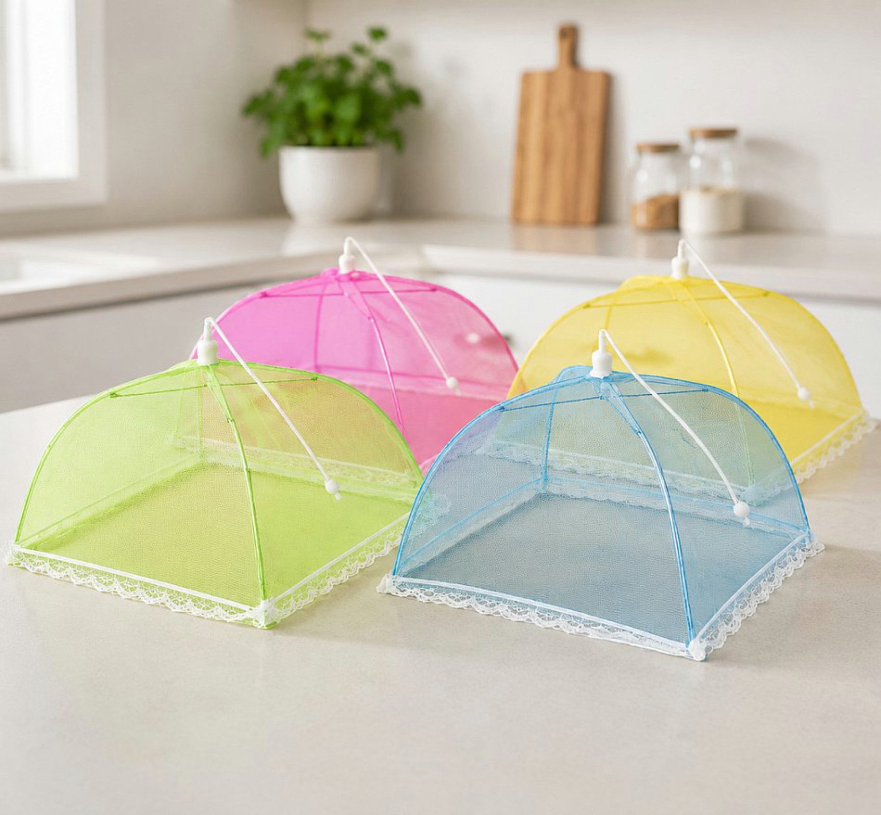 Koopman Schutzhaube Fliegenhaube Insektenschutz Garten Bunt 4er Set,(Set, 4-tlg., Packung) Insektenhaube, 30x30x20cm, 4tlg, Speisenhaube, Outdoor Schutz