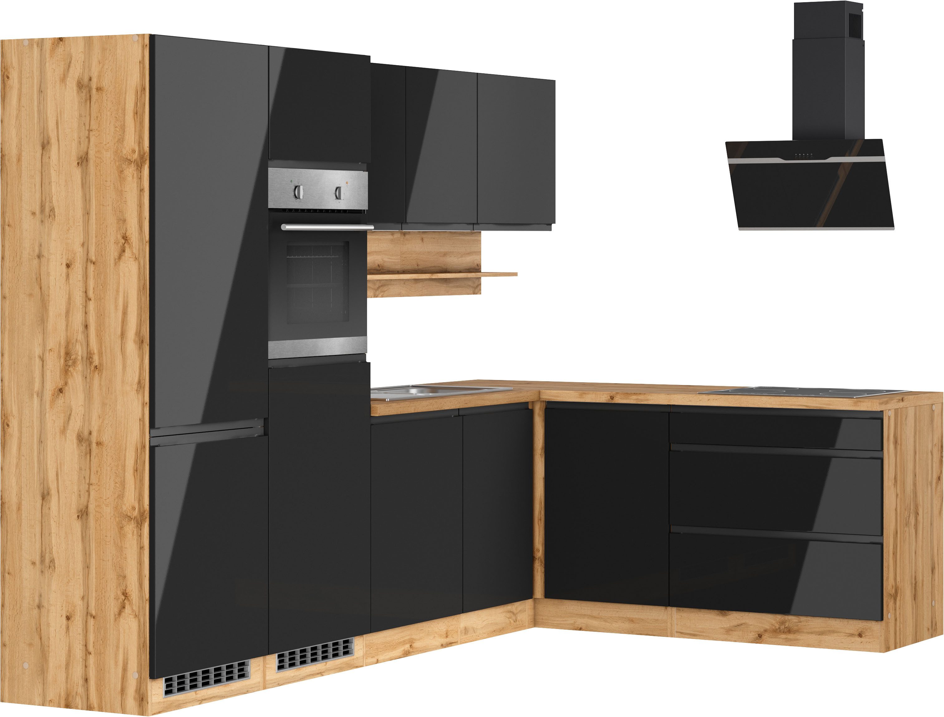 KOCHSTATION Winkelküche KS-Virginia,neu in verbesserter Ausführung, Stellbreite 290/190 cm cm, Soft-Close, wahlweise mit Induktion