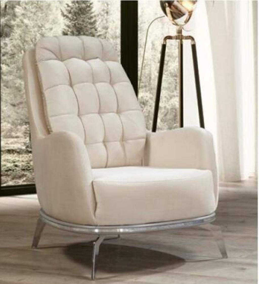 1x Sessel nur Weißer Made (1-St., Designer Möbel Europa Moderner Sessel), Lehnsofa in Lounge Sessel JVmoebel Polster