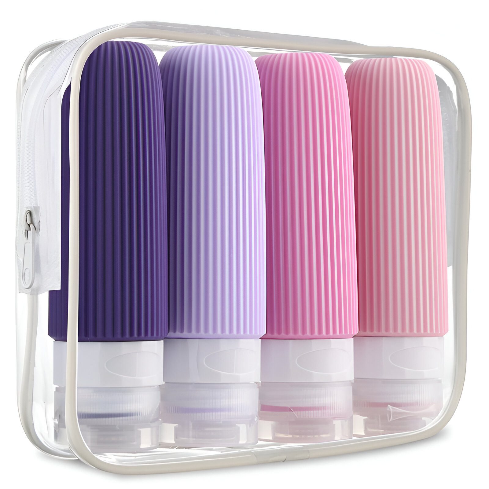 WS-Trend Reisebehälter Kulturbeutel Reiseflaschen 4-er Set Nachfüllbar Schampooflasche (4 St., Spar-Set), Auslaufsicher
