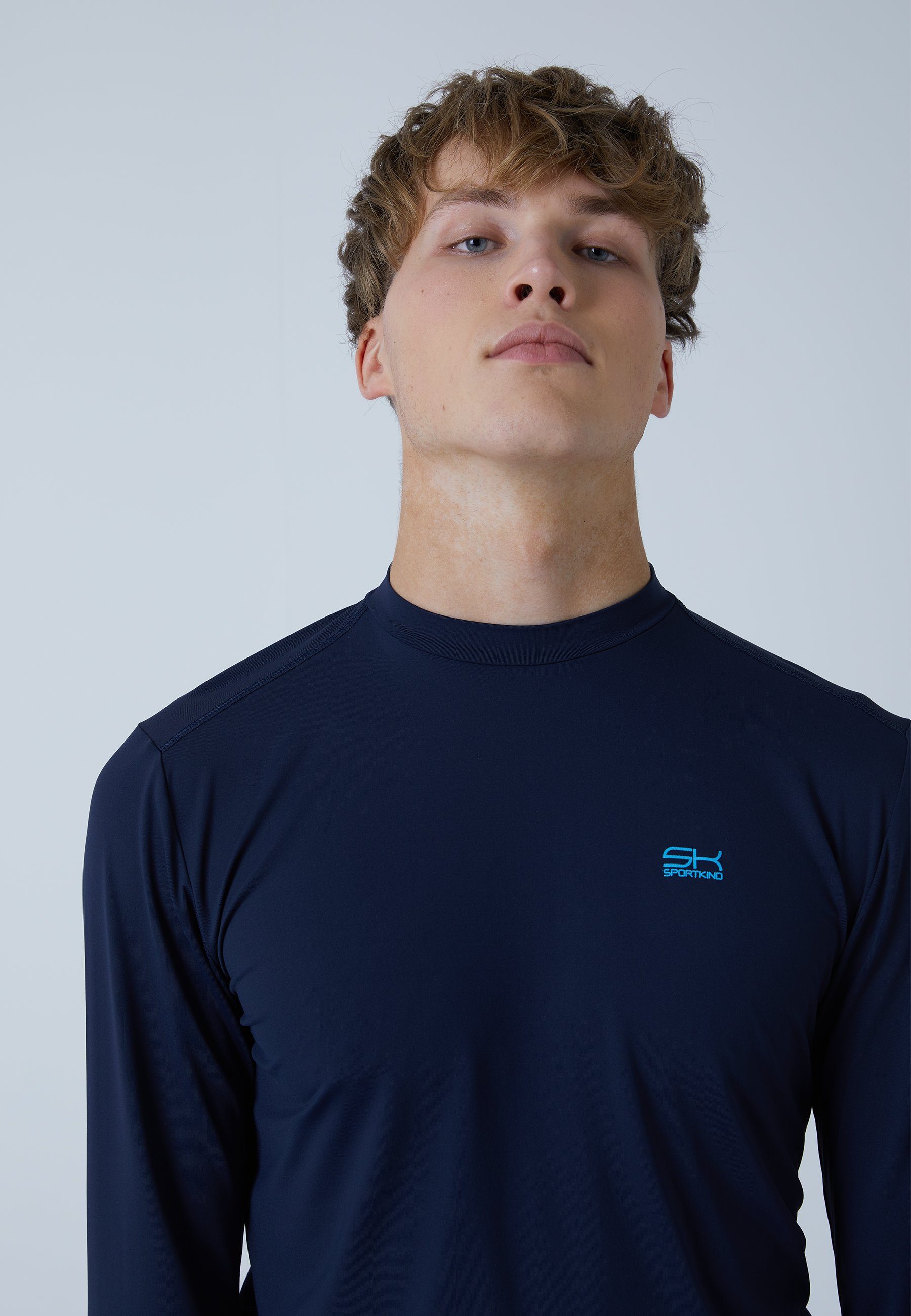 navy Langarmshirt blau & SPORTKIND High-Neck Jungen Herren Funktionsshirt Tennis