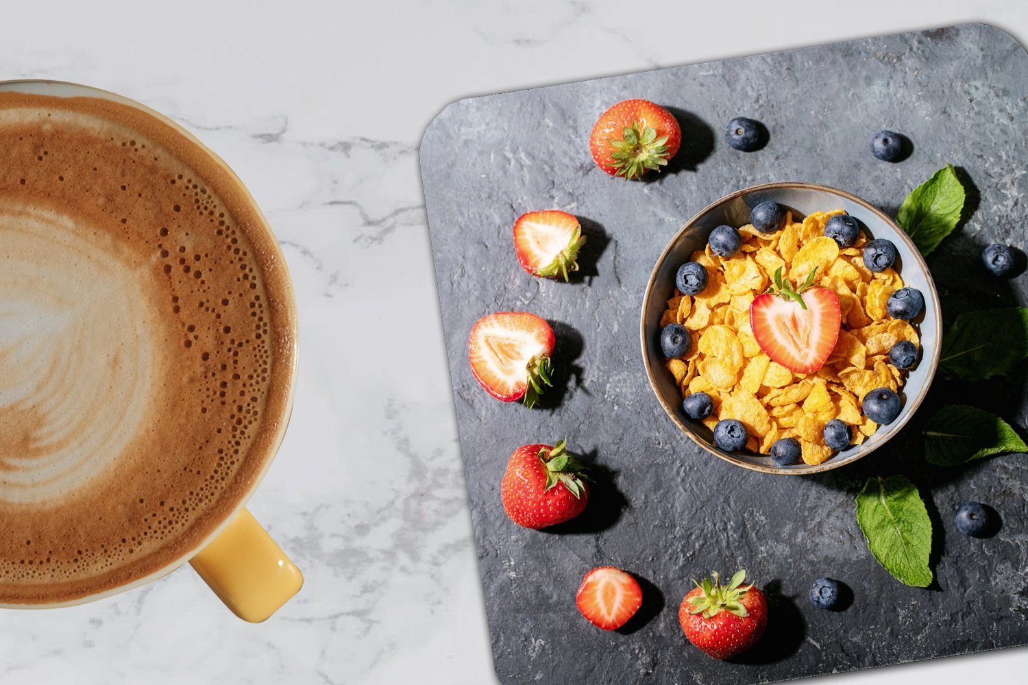 Erdbeere Korkuntersetzer, Glasuntersetzer 6-tlg., Gläser, Tasse Kräuter, Tischuntersetzer, für MuchoWow - Untersetzer, Glasuntersetzer, Cornflakes Zubehör - - Beeren