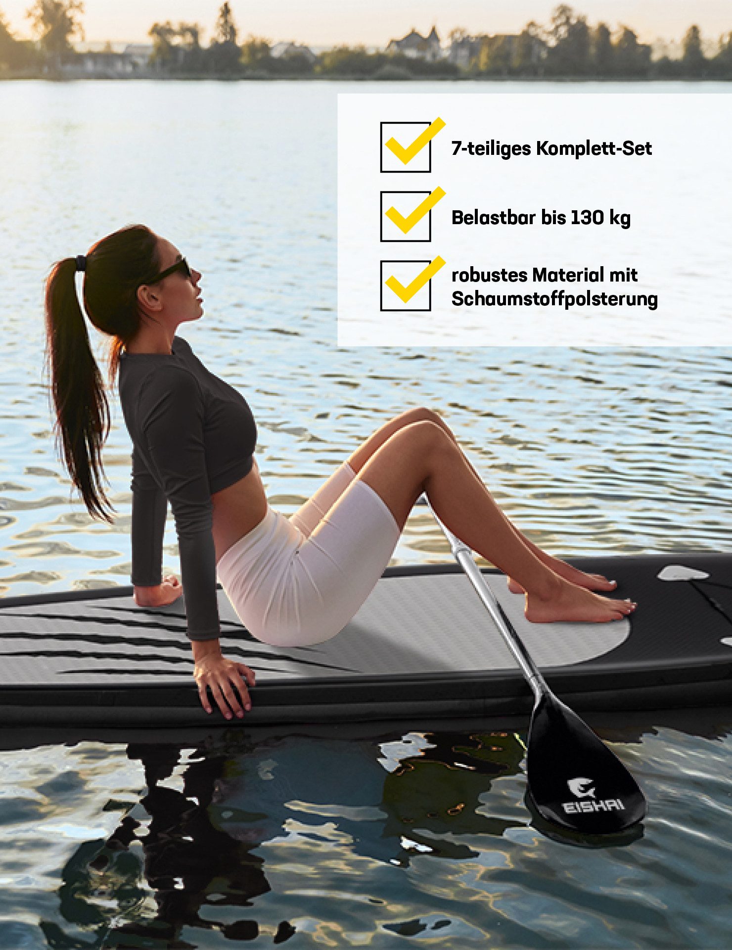 EISHAI SUP-Board Sharkbite Stand Up Paddle Board, 3 Meter Board mit ultraleichtem, 3-teiligem SUP-Paddel