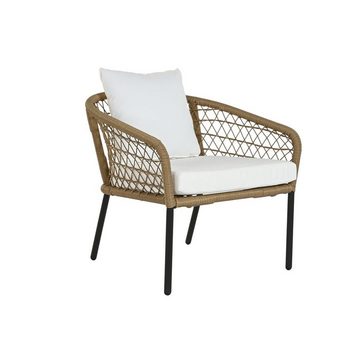 Bigbuy Garten-Essgruppe Tisch mit 3 Sesseln DKD Home Decor Weiß Synthetischer Rattan Stahl 137 x 73,5 x 66,5 cm
