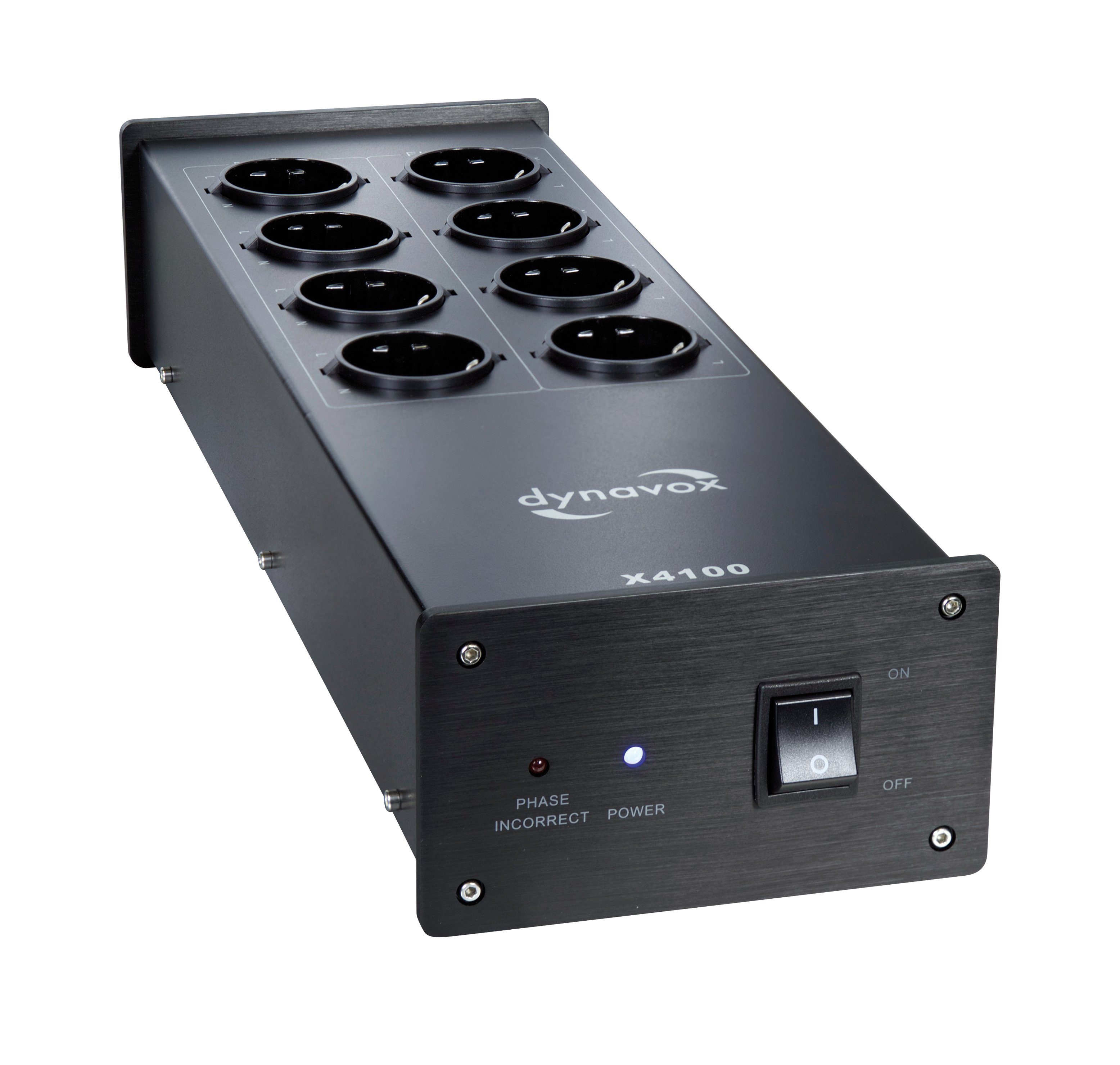 Dynavox X4100 Mehrfachsteckdose 8-fach (Kabellänge 1.5 m), Hifi-Netzfilter, mit LED-Kontrollleuchte für korrekte Phasenlage