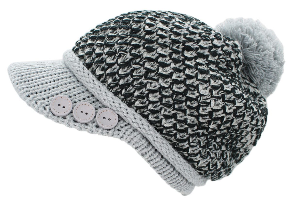 dy_mode Schirmmütze Damen Strickmütze Bunt Gestrickte Schirmmütze Winter Mütze mit Schirm fester Schirm