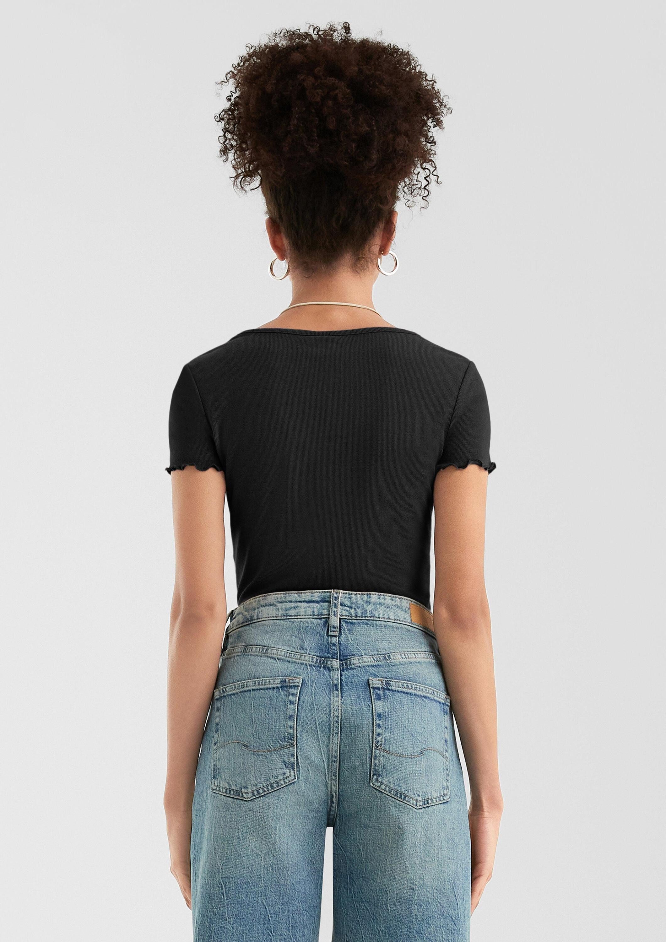 QS Kurzarmshirt T-Shirt Schmal geschnittenes T-Shirt günstig online kaufen