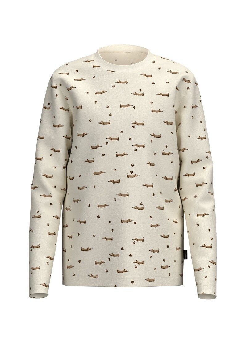 Trigema Pyjamaoberteil TRIGEMA Kinder Langarmshirt mit Dackel Print (1-tlg)