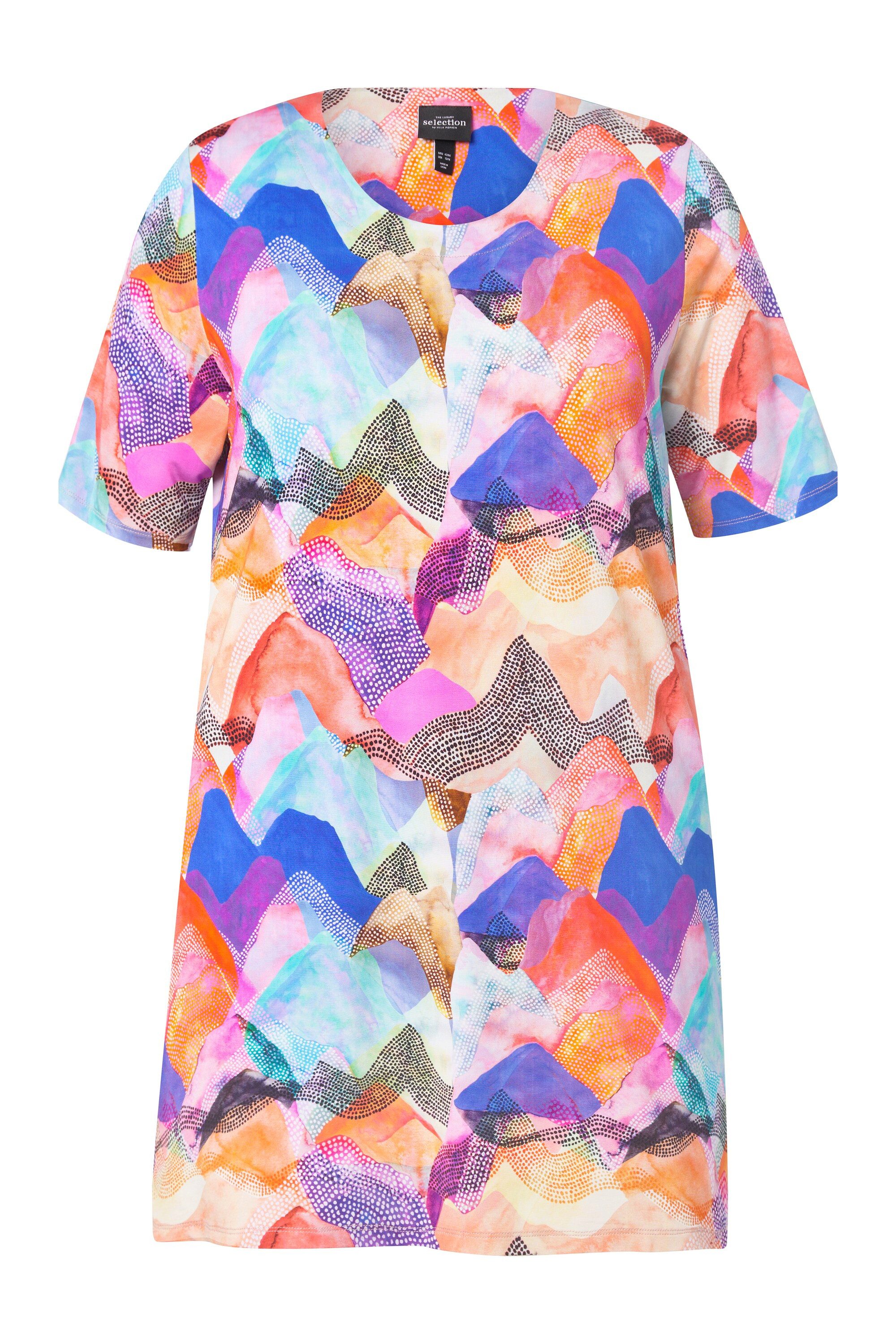 Ulla Popken T-Shirt Slinky-Longshirt A-Linie Rundhals Halbarm günstig online kaufen