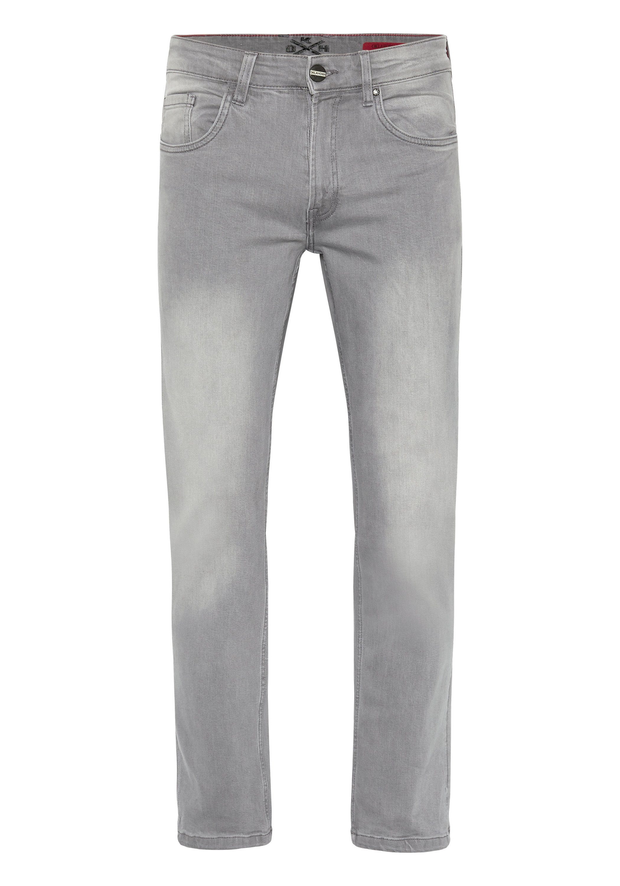Oklahoma Jeans Straight-Jeans in hellgrauer Waschung günstig online kaufen