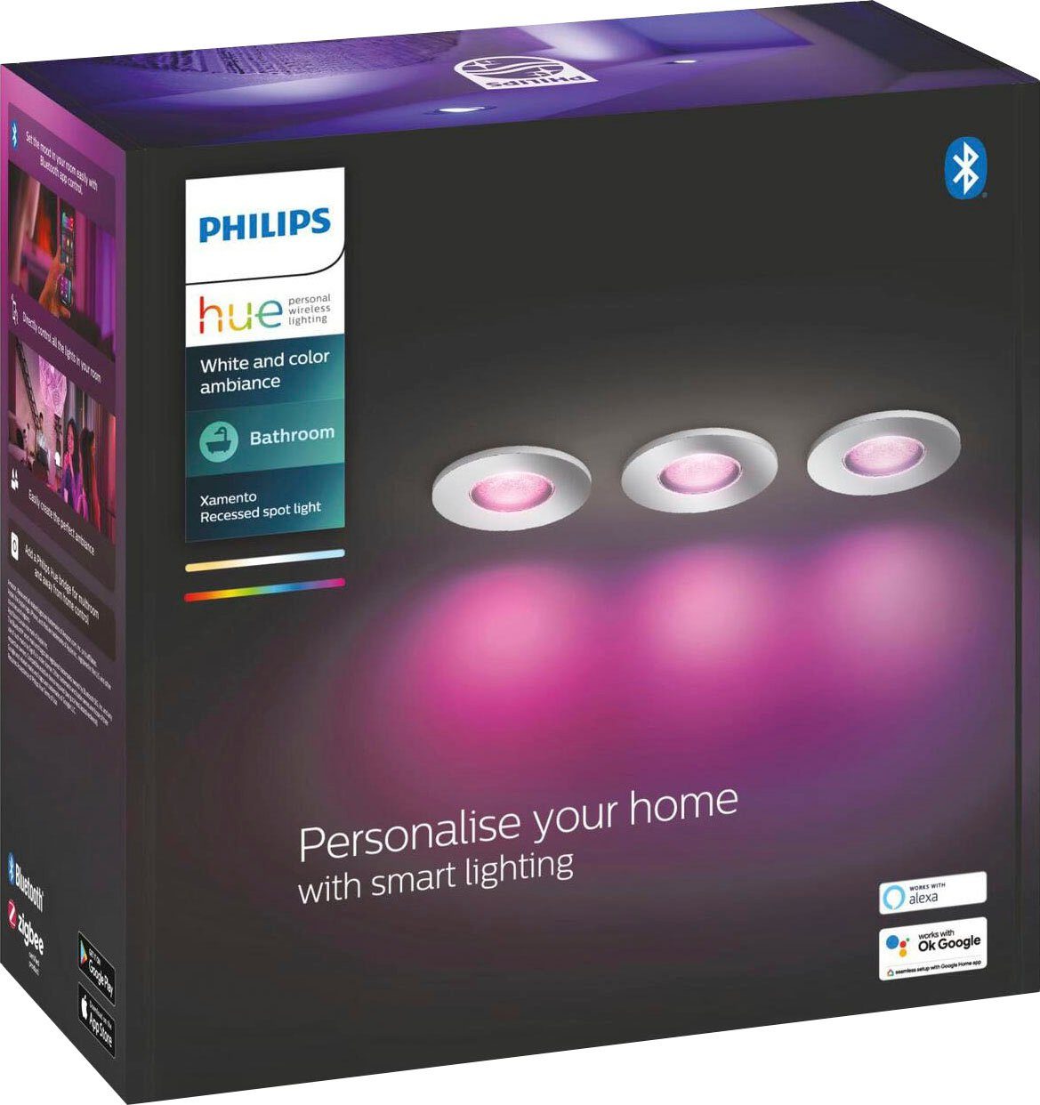 Dimmfunktion, Flutlichtstrahler Leuchtmittel Philips Hue Farbwechsler LED wechselbar, Xamento,