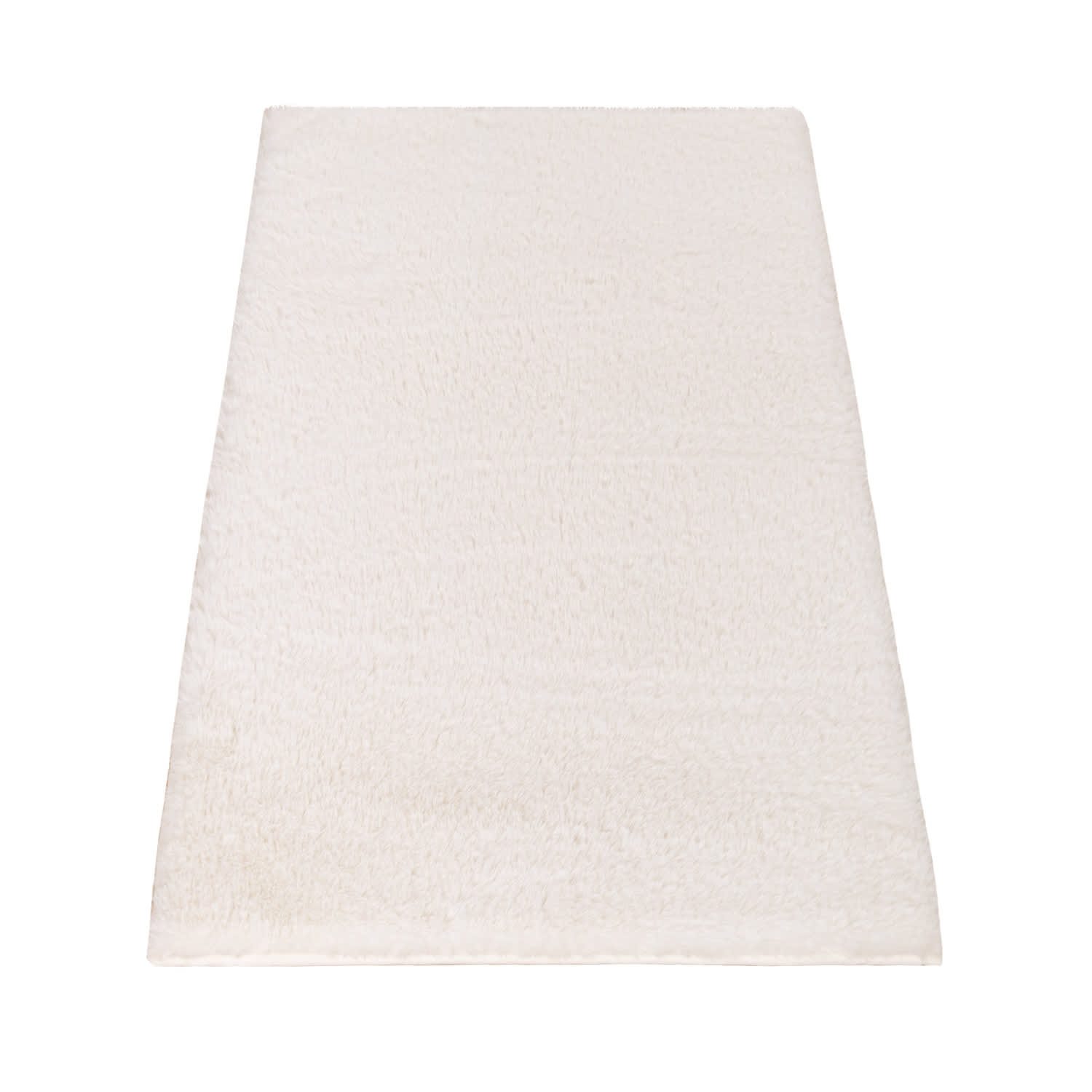 KADIMA DESIGN Teppich waschmaschinenwaschbar Unifarben Hochflor Teppich Badezimmer, Rechteckig, Höhe: 26 mm, Florhöhe: 22 mm, 100% Polyester, Rücken aus Gummi, 50x80cm, Creme