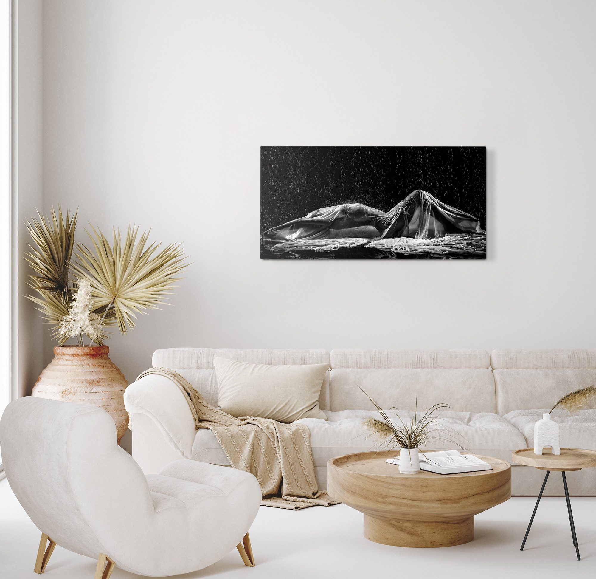 Sinus Art Leinwandbild Kunstdruck Bilder 120x60cm Junge Frau Erotisch Akt Kunstvoll Schlafzim, (1 St)