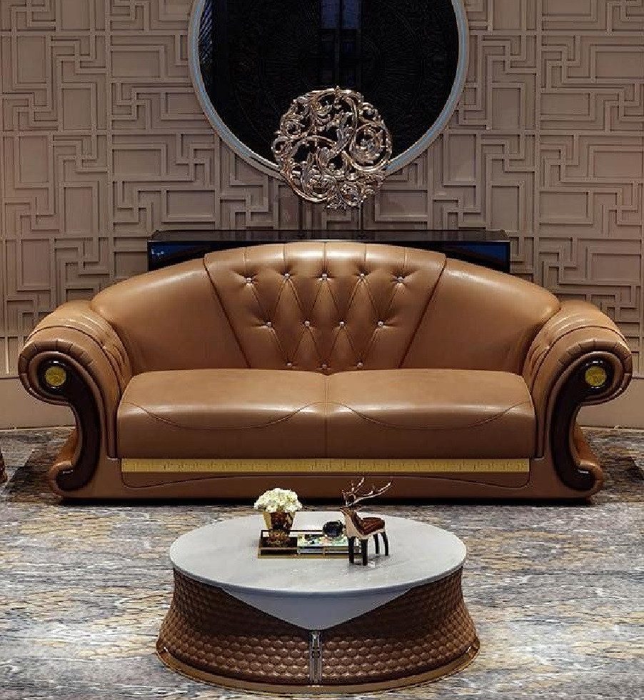 Xlmoebel 3-Sitzer Chesterfield-Ledercouch in elegantem Design mit hochwertigem Polster, Hergestellt in Europa