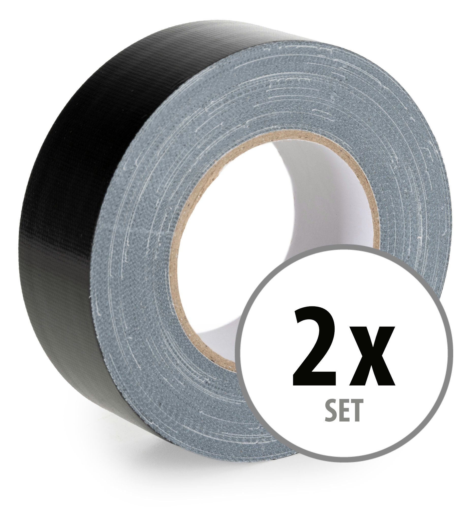 Stagecaptain Klebeband Gewebeband - Klebeband, Panzerband, Gaffa - 48mm breit - 50m lang (Spar-Set, 2-St., 2er) Leicht zu verarbeiten z.B. auf Holz, Textilien Schwarz