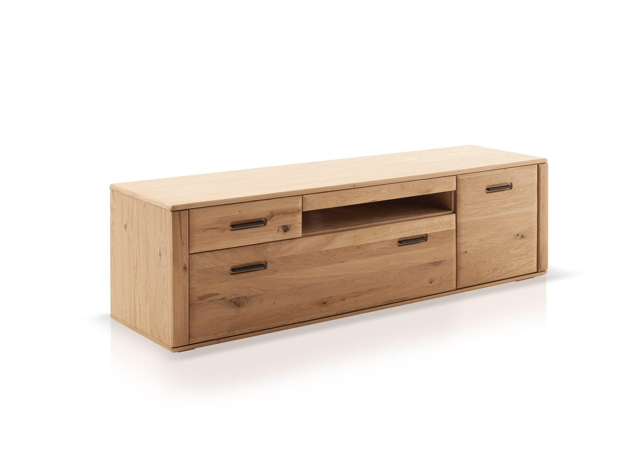 Moebel-Eins TV-Board, ASKARO TV-Element II, Material Teilmassiv, Balkeneiche geölt