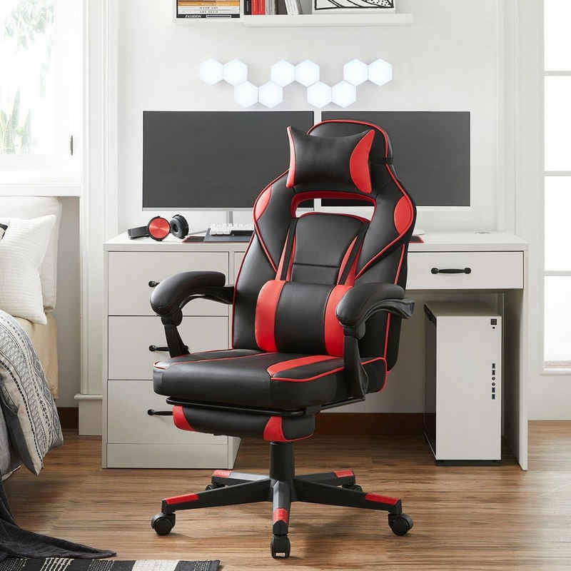 SONGMICS Gaming-Stuhl »OBG73«, Bürostuhl, Schreibtischstuhl, ergonomisch mit Fußstützen, 67 x 66 x 116-126 cm (L x B x H)