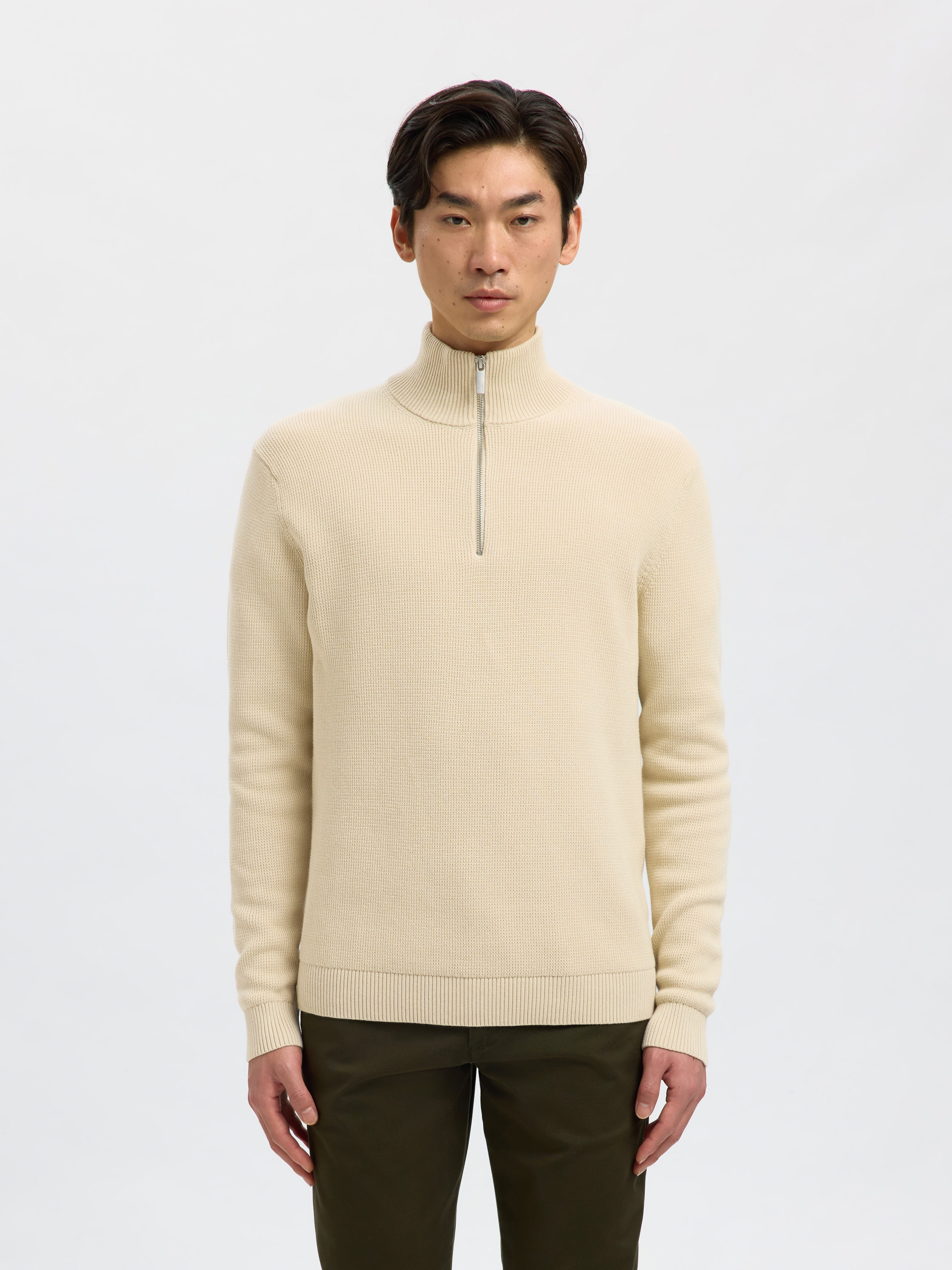 Selected Troyer SLHDANE LS KNIT STRUCTURE HALF ZIP NOOS Baumwolle, regular günstig online kaufen